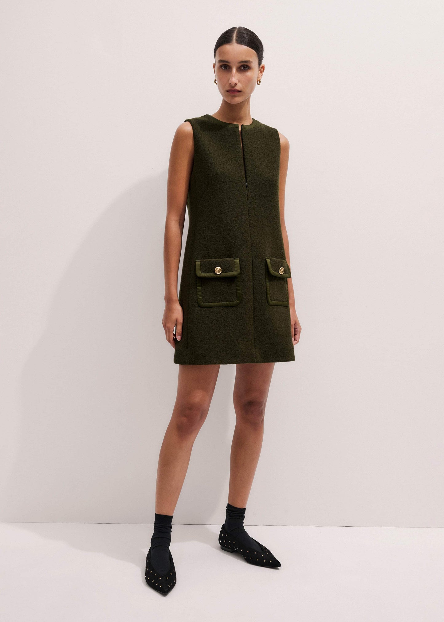 ME and EM Clothing Olive Green Shift Mini Dress