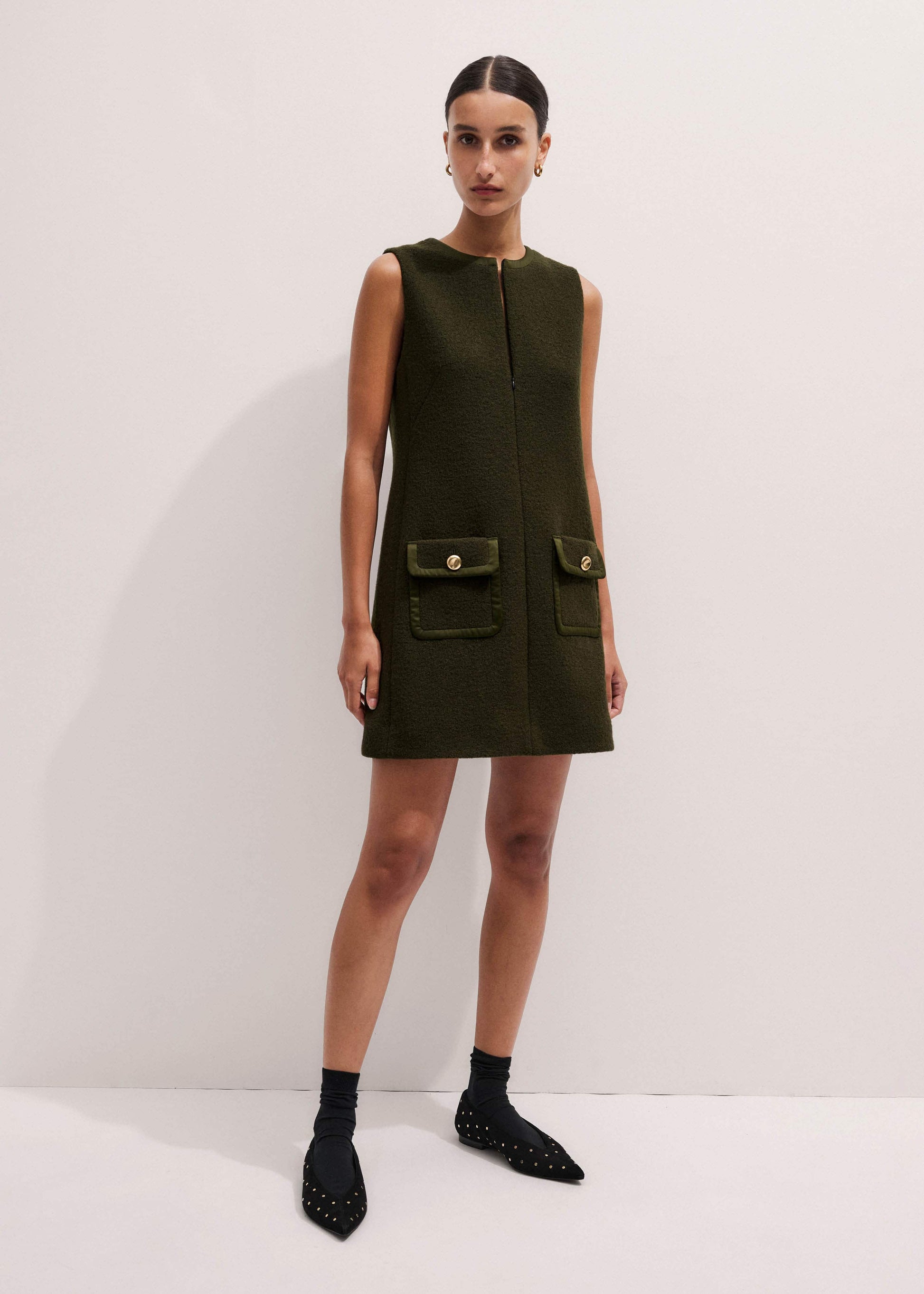 ME and EM Clothing Olive Green Shift Mini Dress