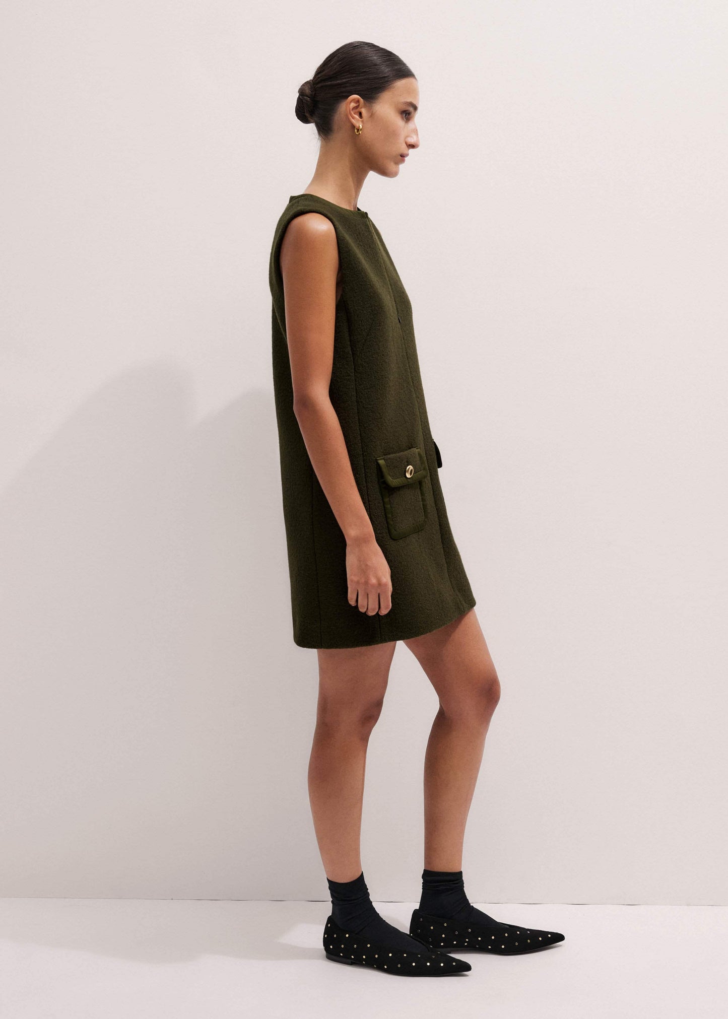 ME and EM Clothing Olive Green Shift Mini Dress