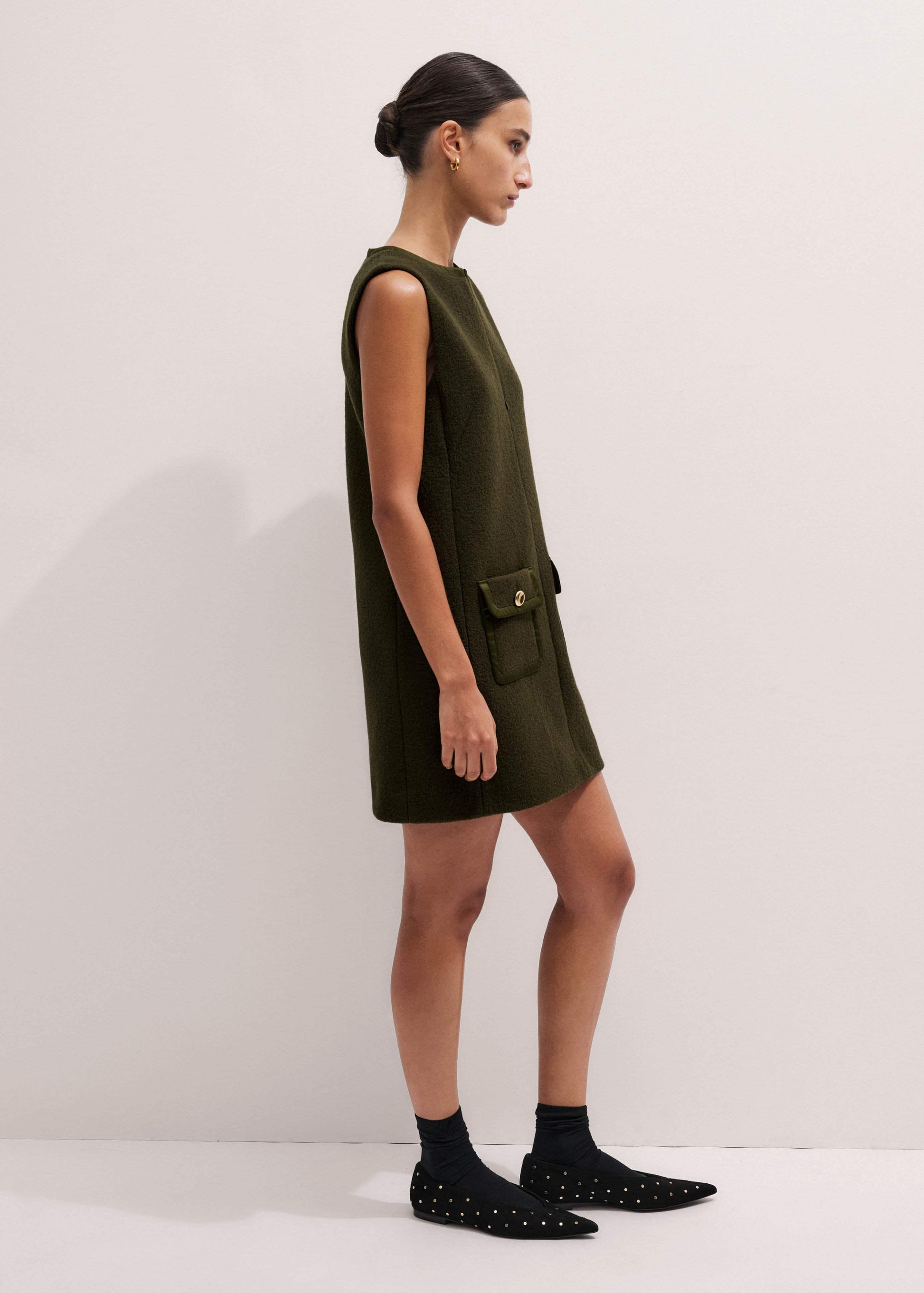 ME and EM Clothing Olive Green Shift Mini Dress