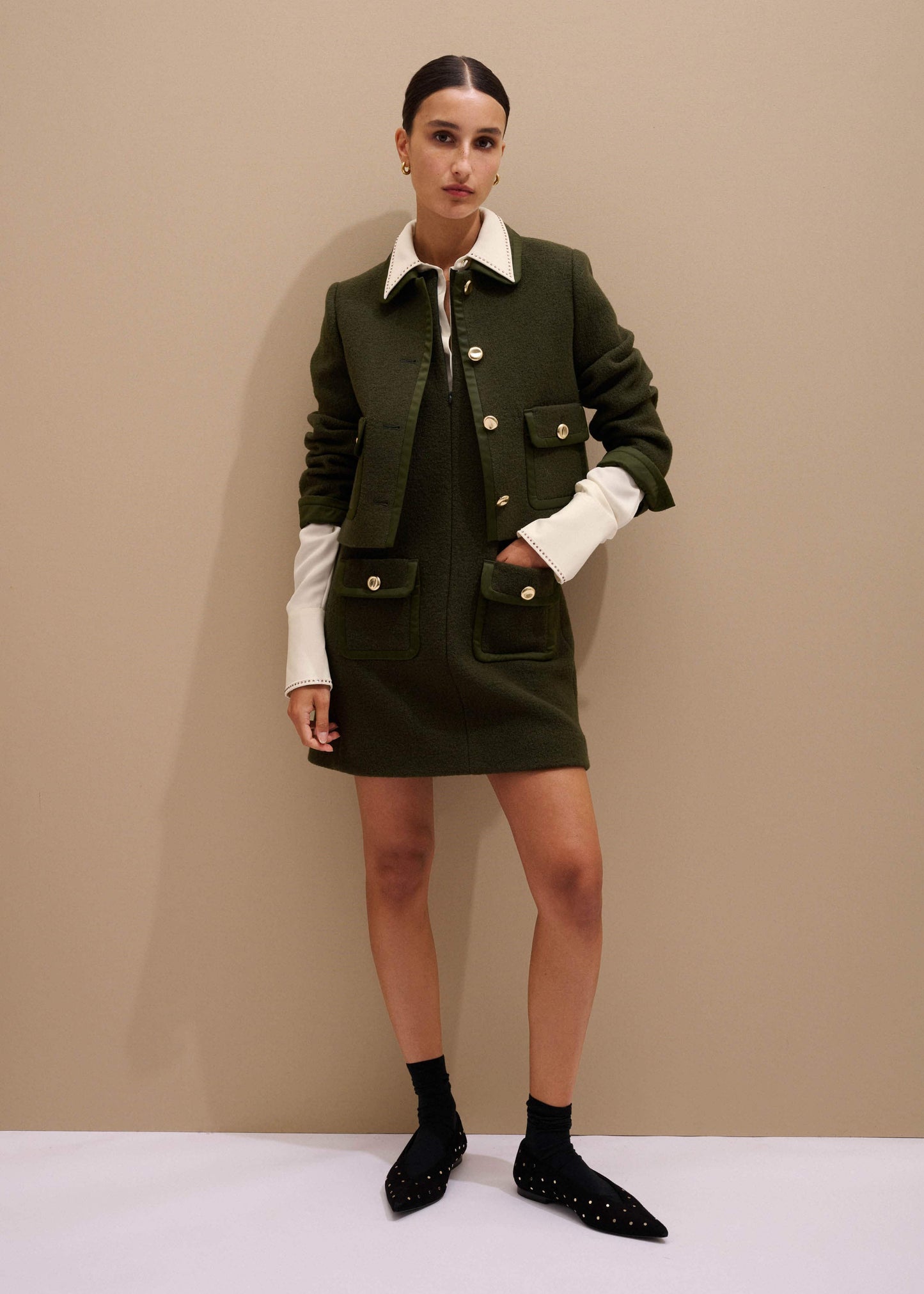 ME and EM Clothing Olive Green Shift Mini Dress
