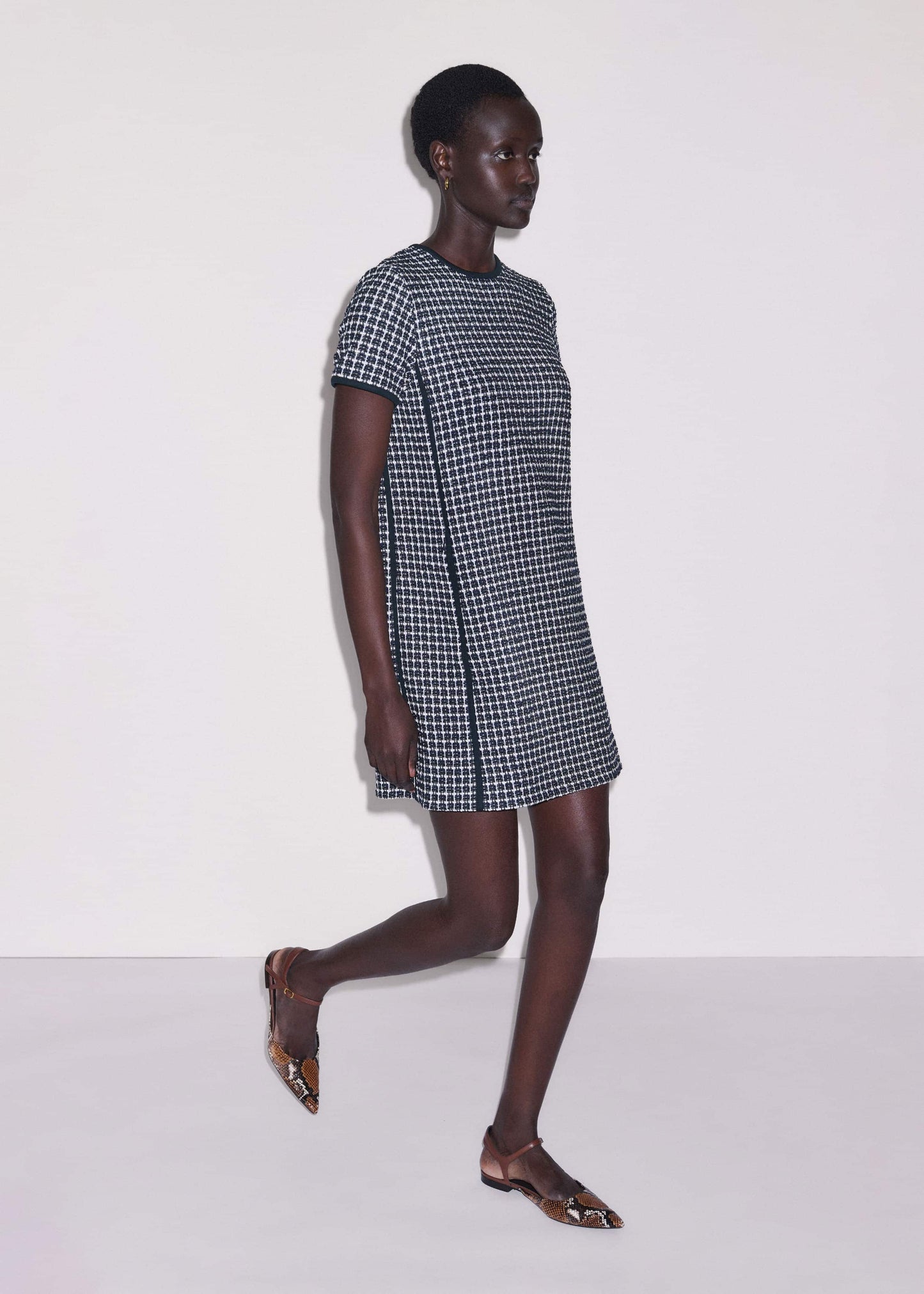 ME and EM Clothing Navy Textured Short Sleeve Mini Dress