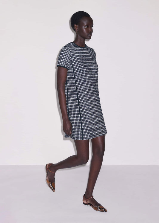 ME and EM Clothing Navy Textured Short Sleeve Mini Dress