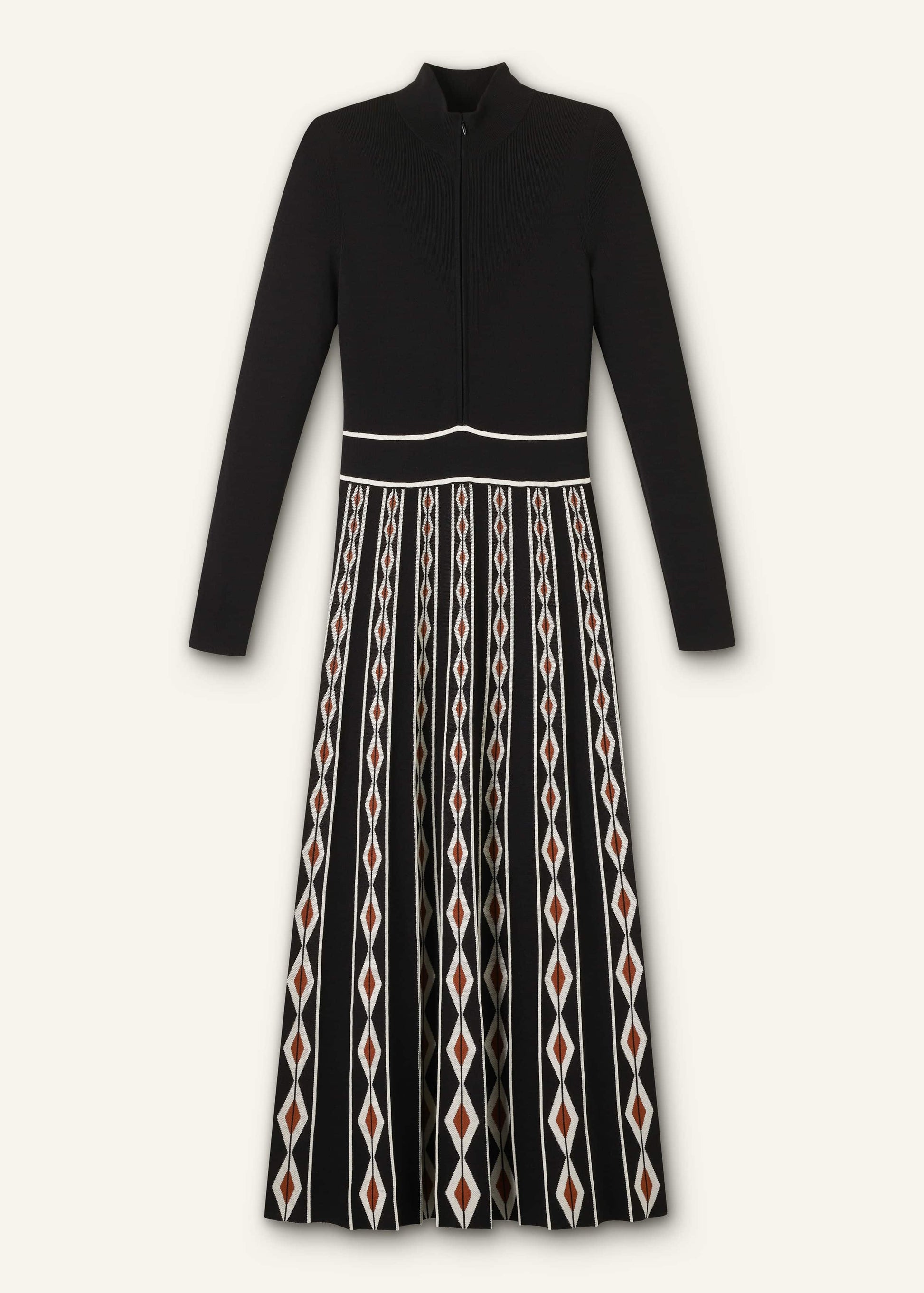 ME and EM Clothing Black Jacquard Half Zip Maxi Dress