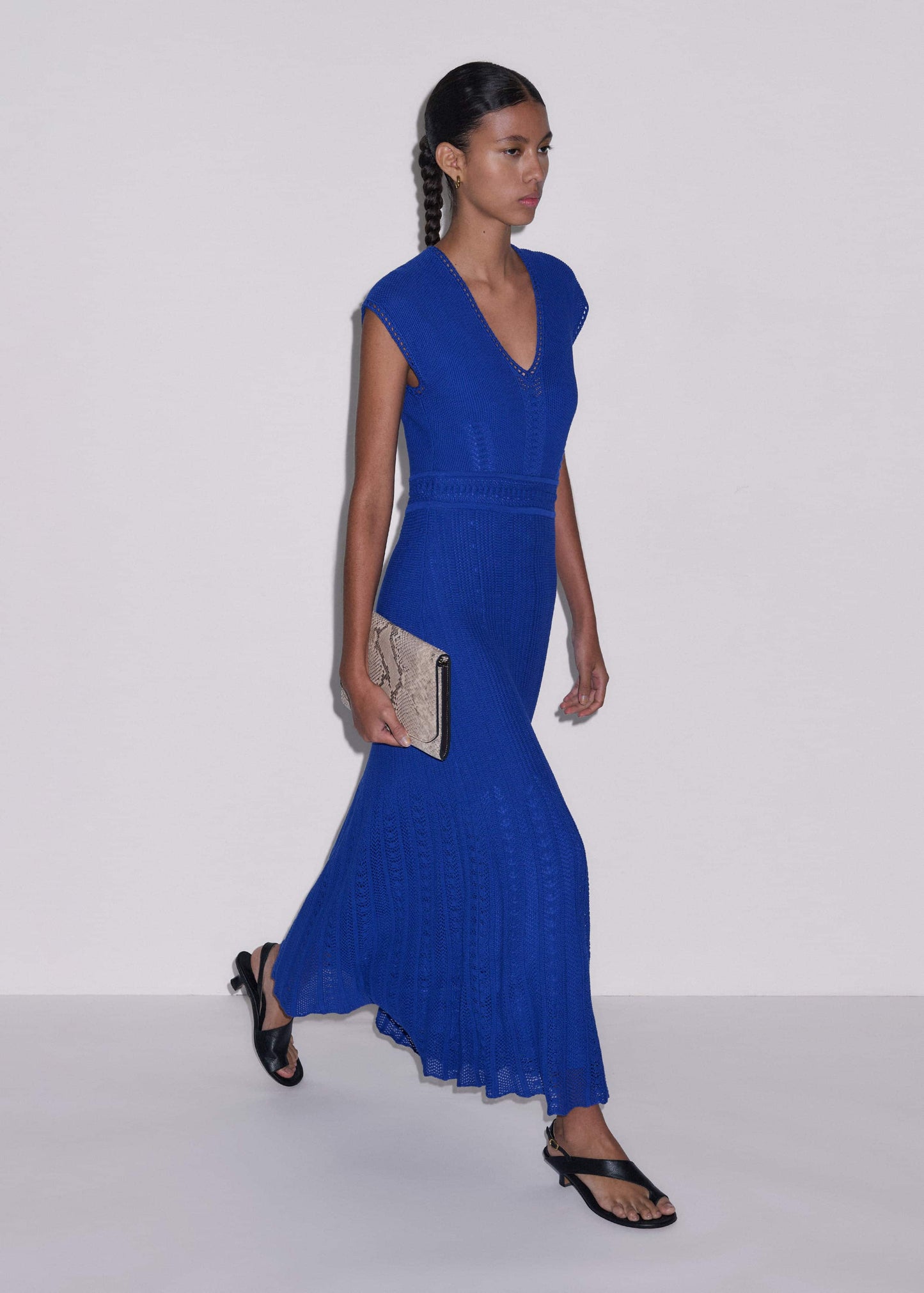 ME and EM Clothing Blue Pointelle Maxi Dress