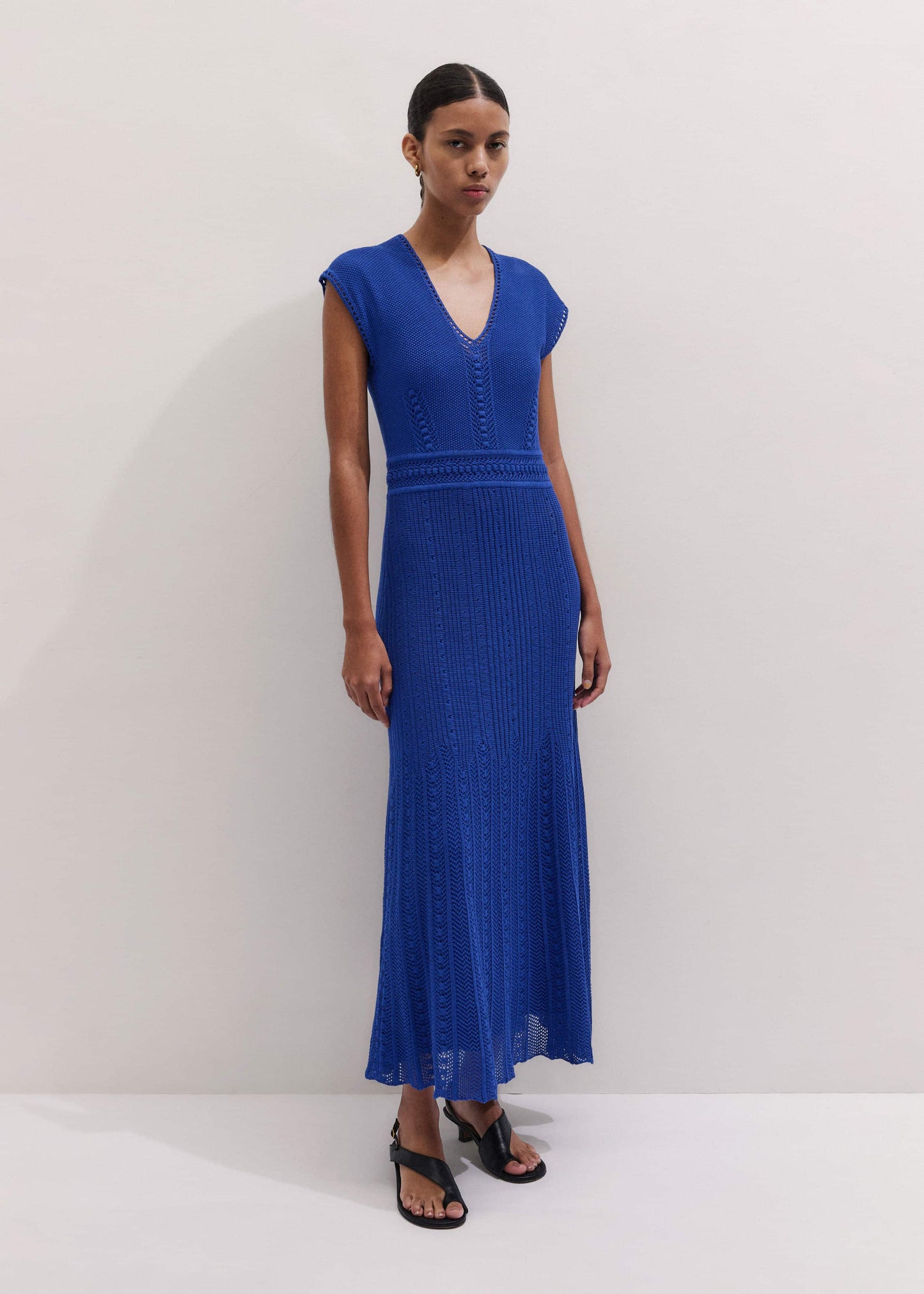 ME and EM Clothing Blue Pointelle Maxi Dress