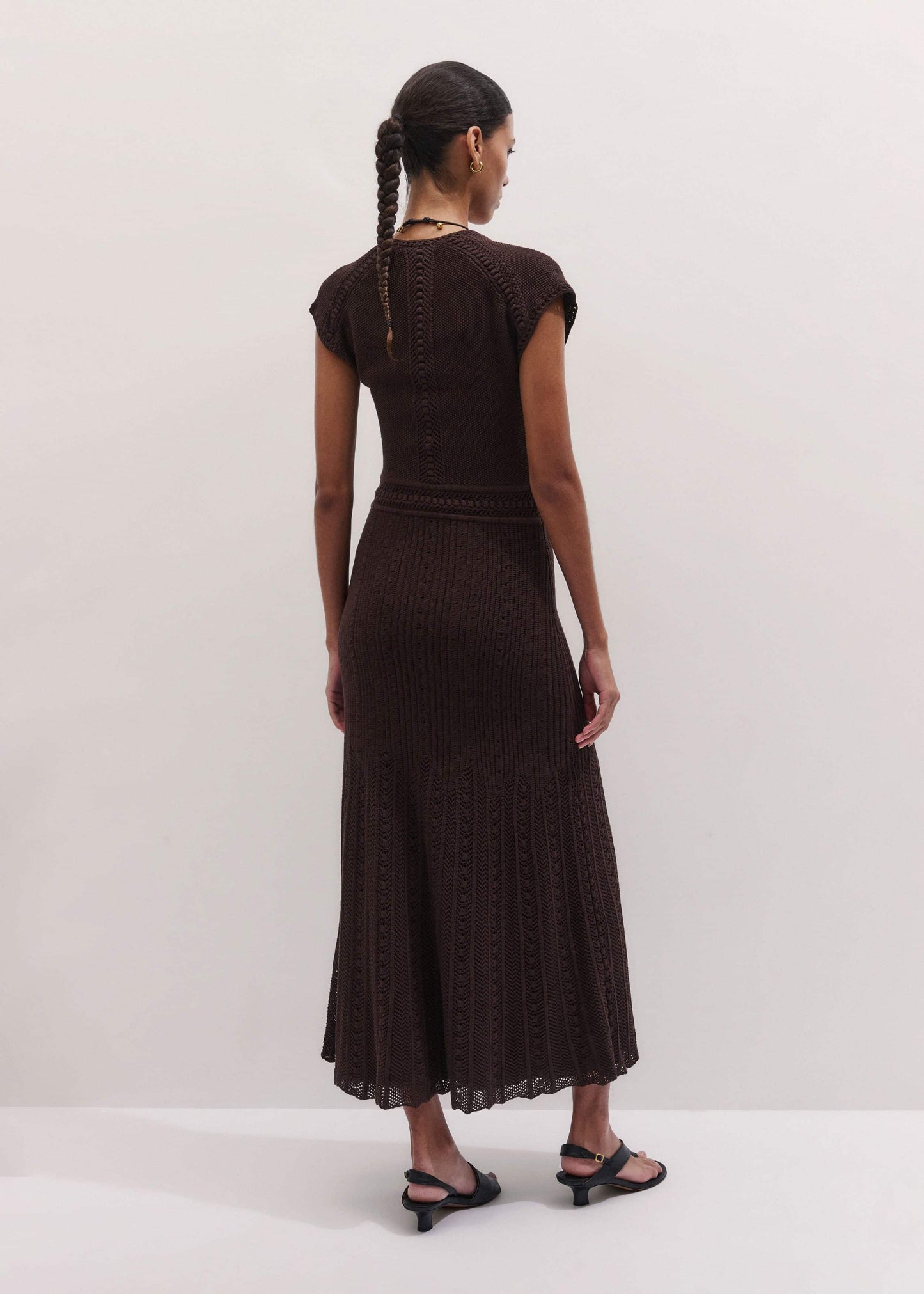 ME and EM Clothing Brown Pointelle Maxi Dress
