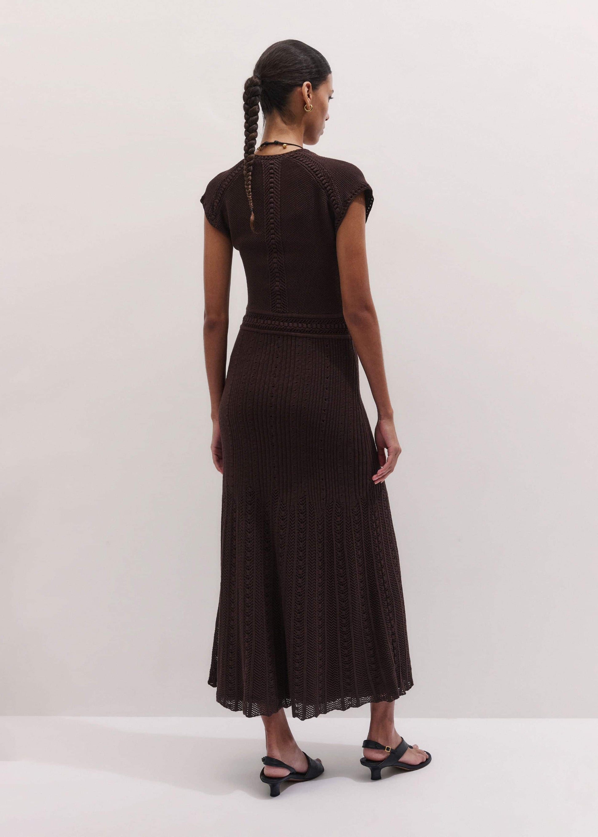 ME and EM Clothing Brown Pointelle Maxi Dress