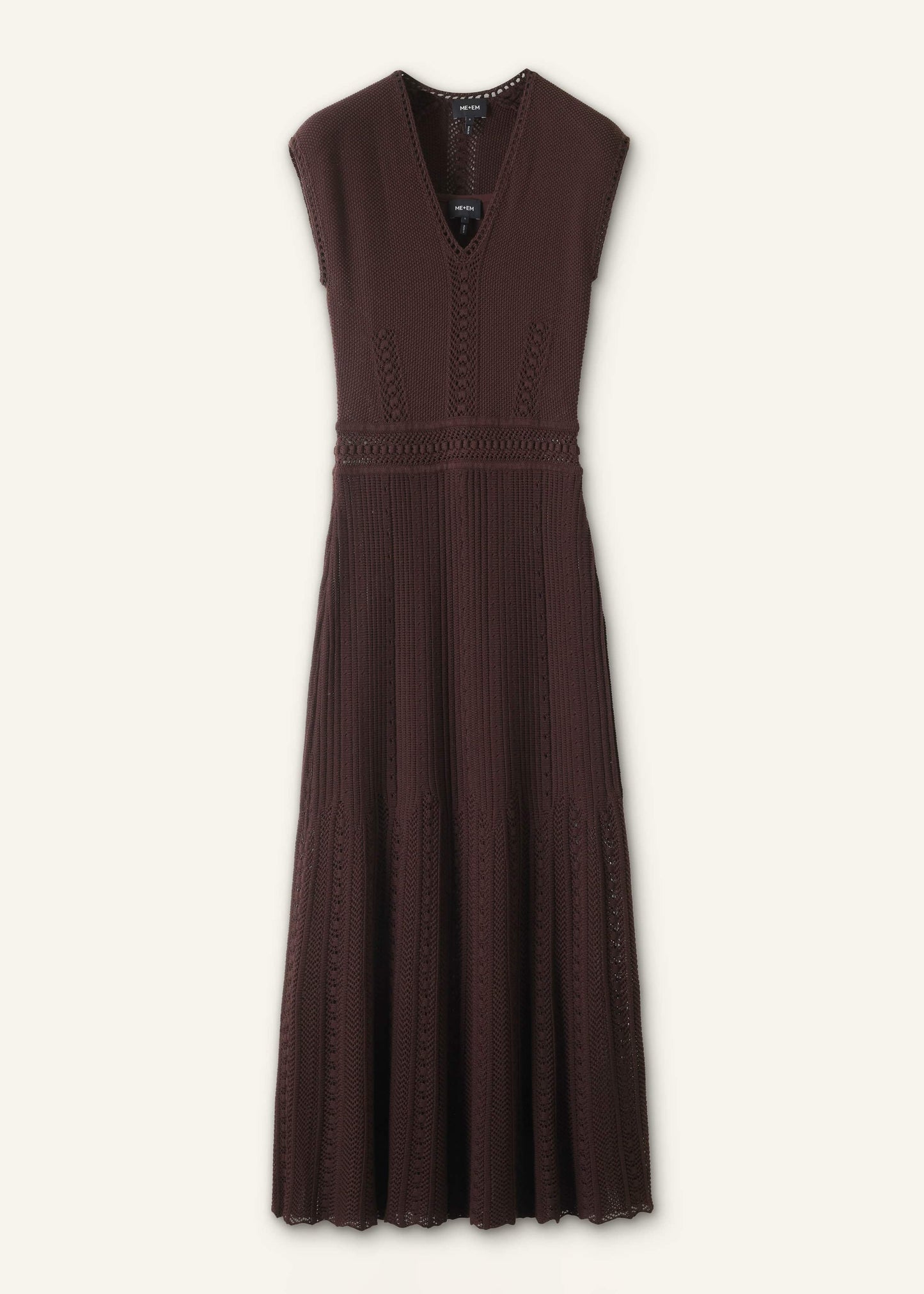 ME and EM Clothing Brown Pointelle Maxi Dress
