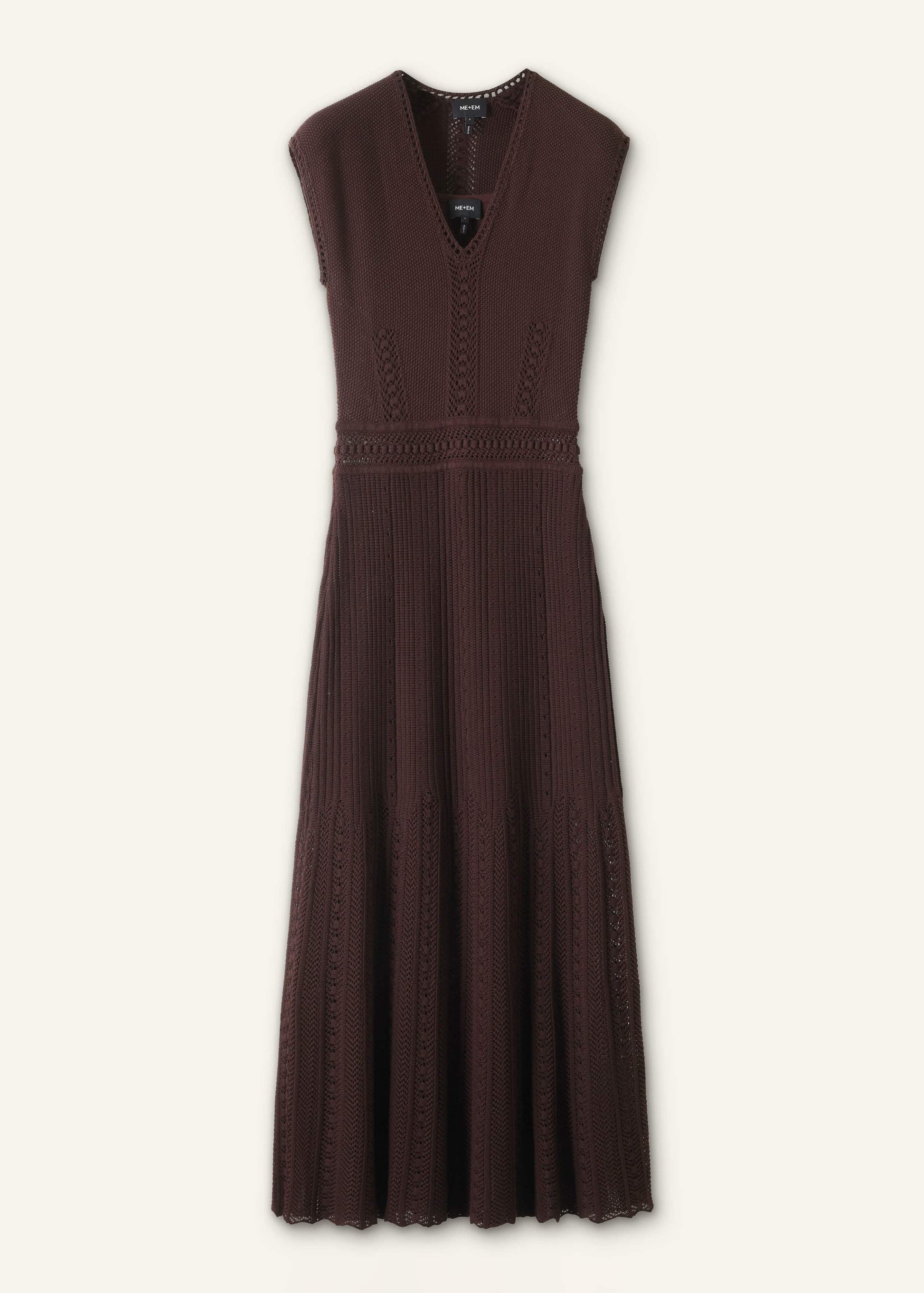 ME and EM Clothing Brown Pointelle Maxi Dress