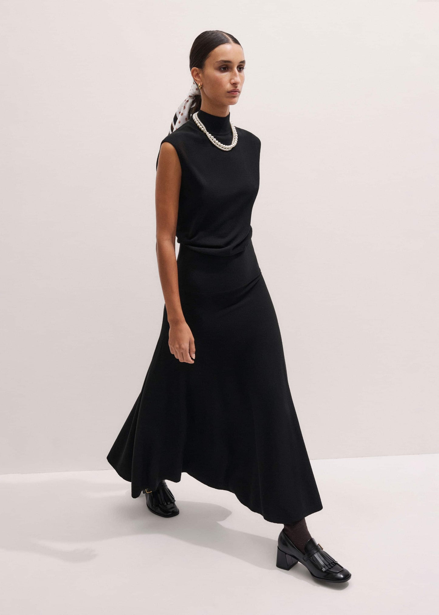 ME and EM Clothing Black High Neck Knit Maxi Dress + Layering Top