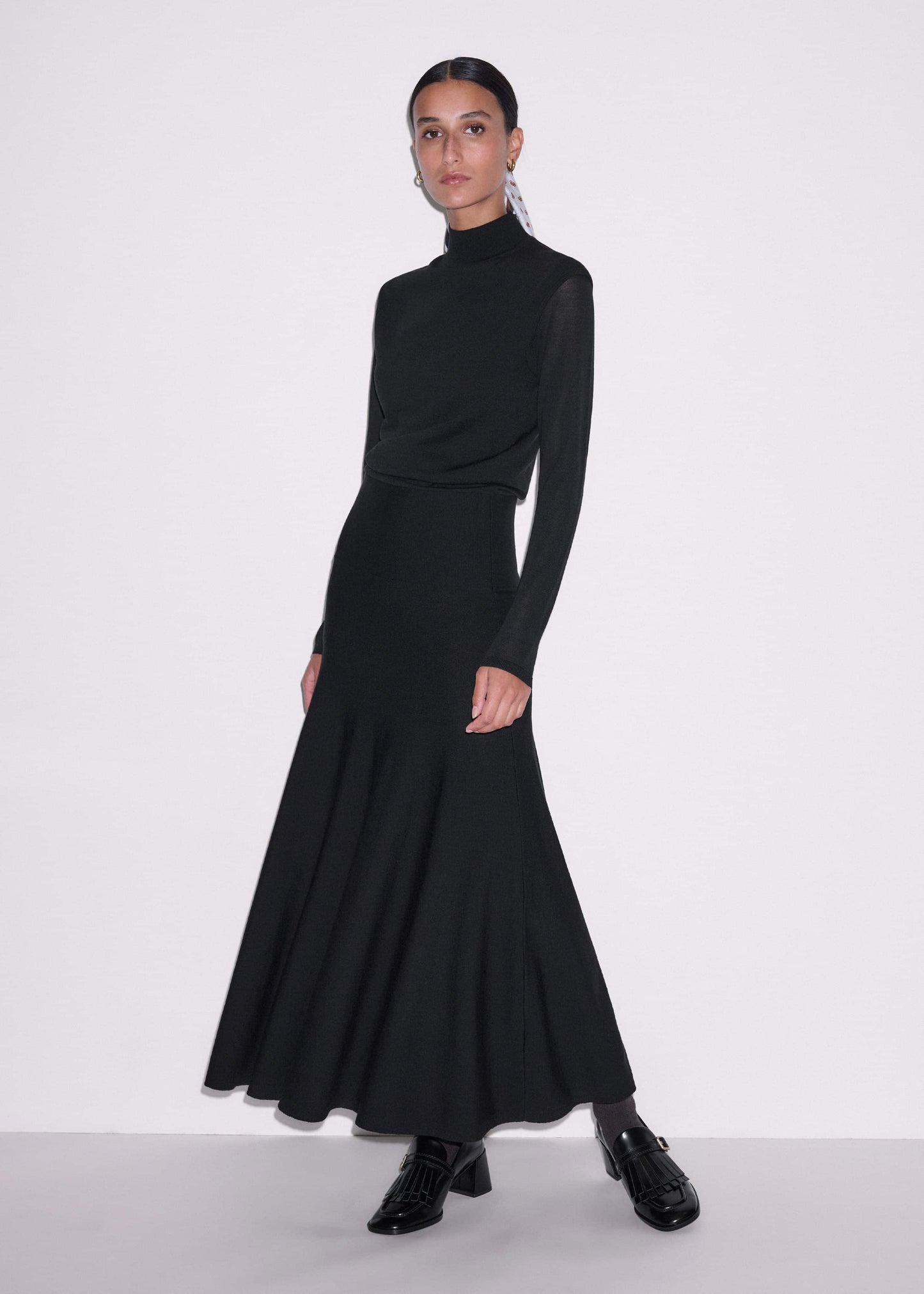 ME and EM Clothing Black High Neck Knit Maxi Dress + Layering Top