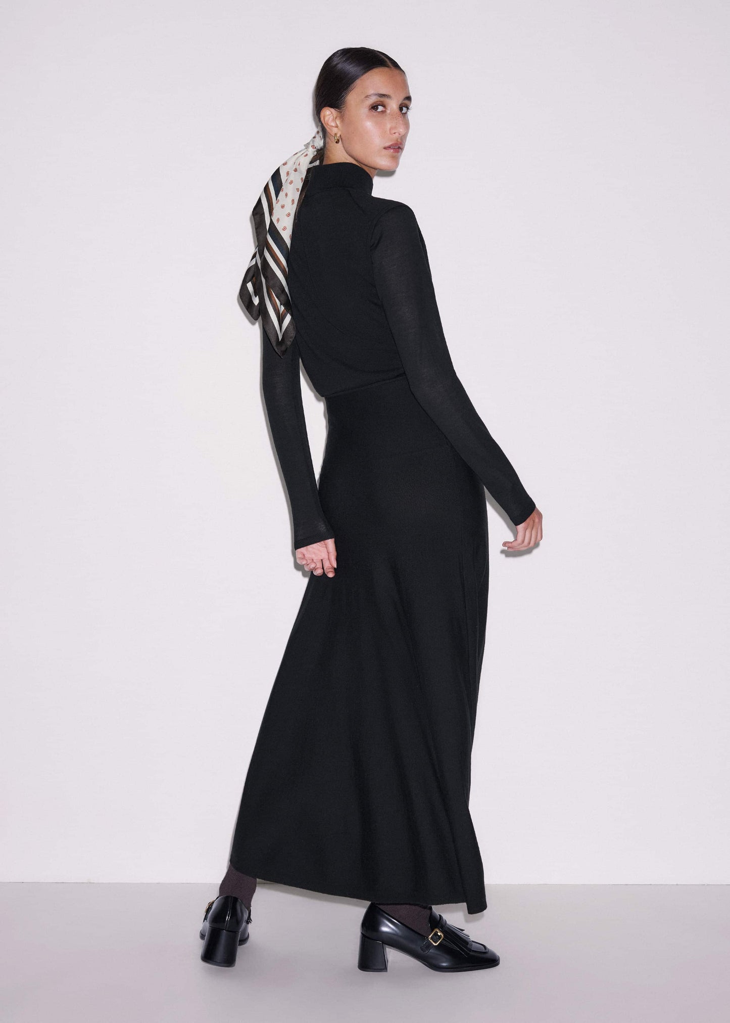 ME and EM Clothing Black High Neck Knit Maxi Dress + Layering Top