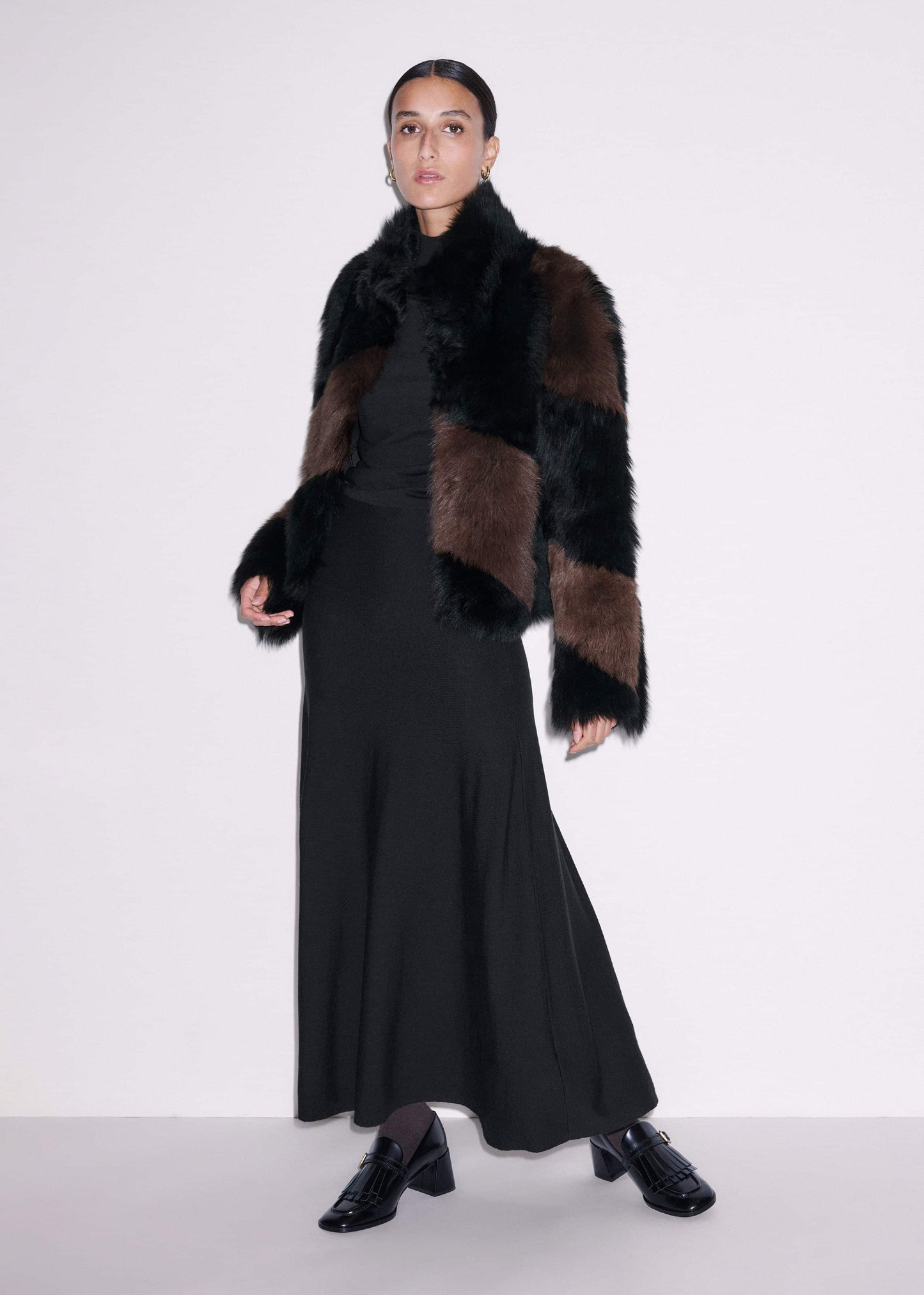 ME and EM Clothing Black High Neck Knit Maxi Dress + Layering Top