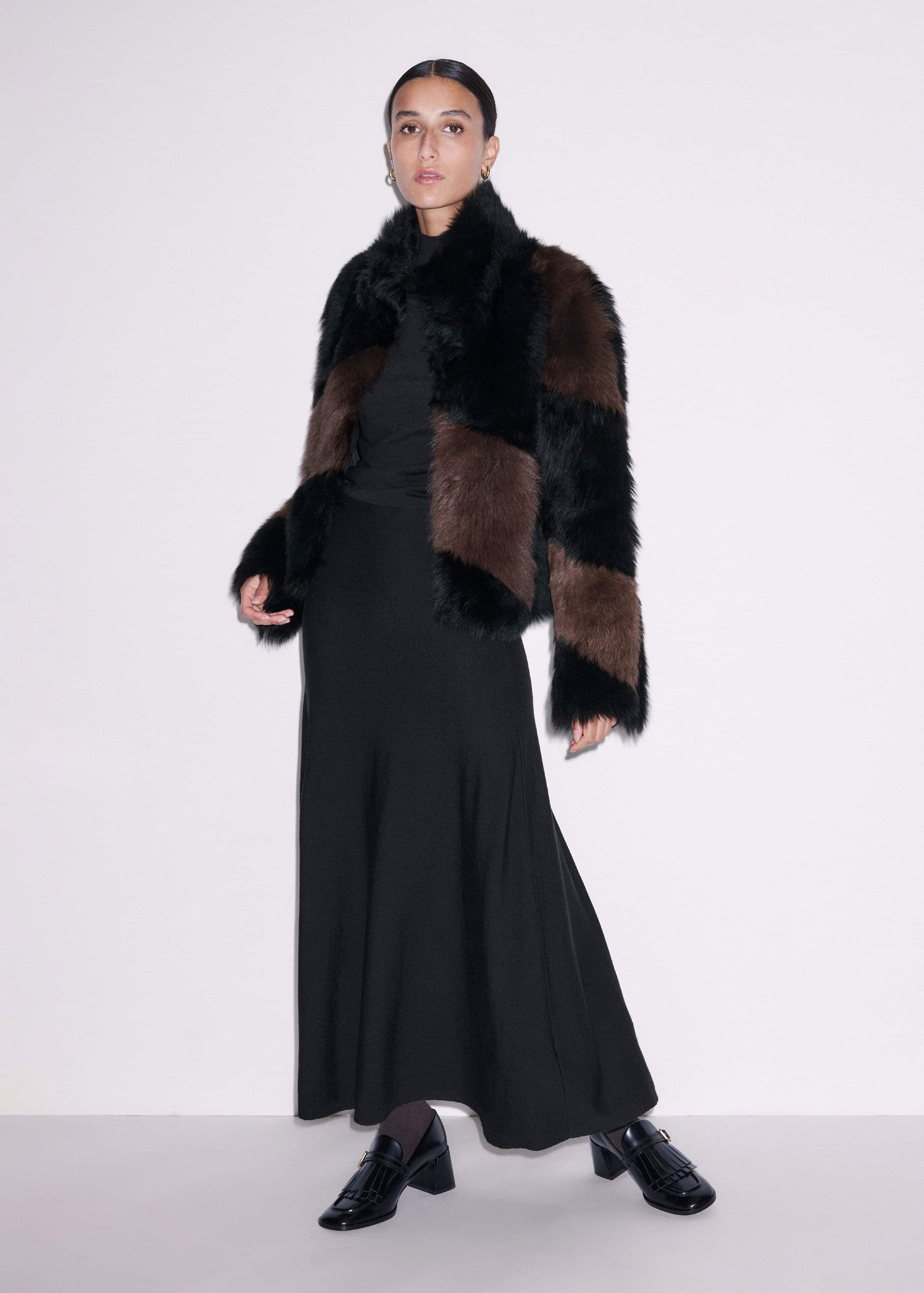 ME and EM Clothing Black High Neck Knit Maxi Dress + Layering Top