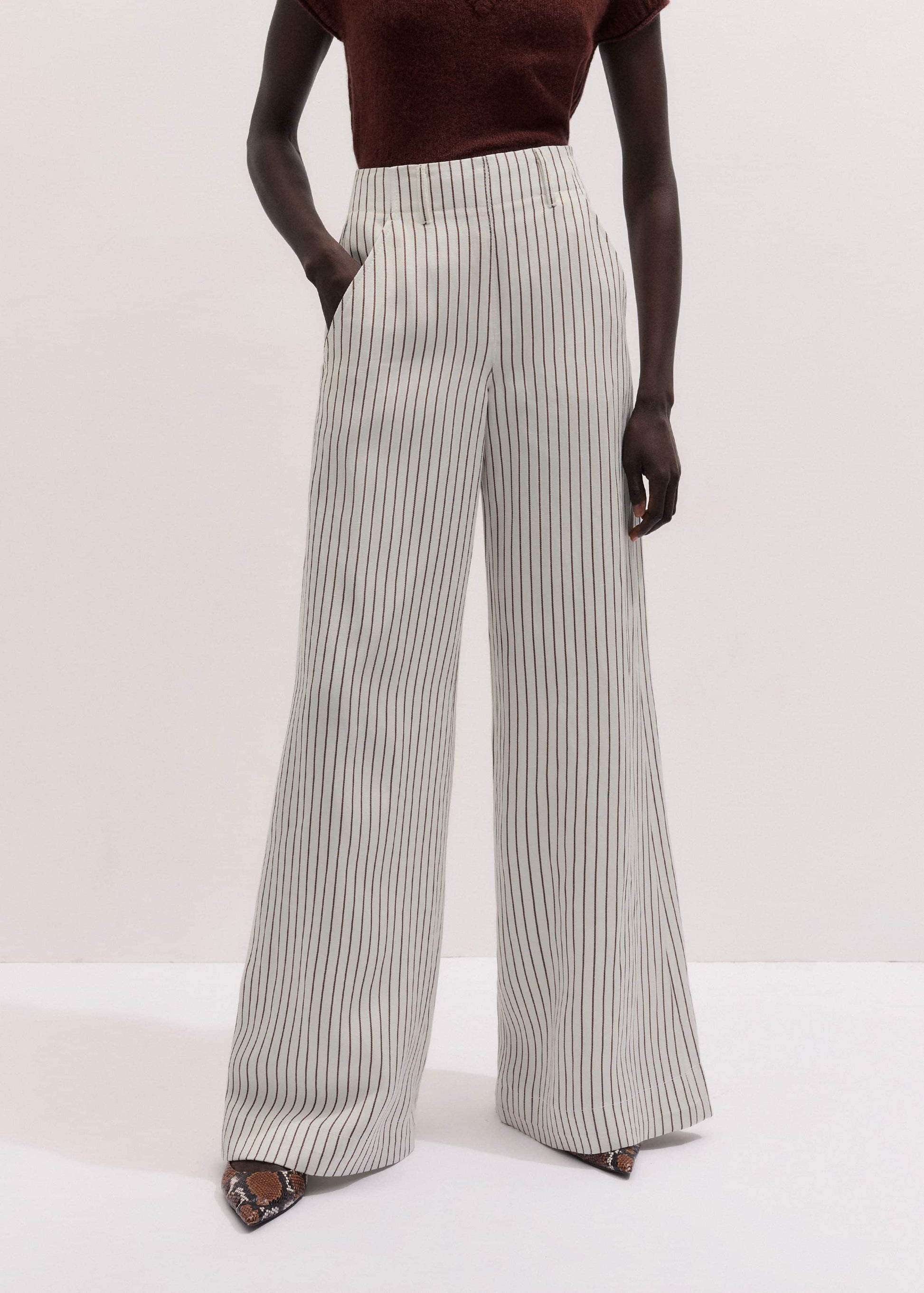 ME and EM Clothing Ivory High Waist Wide Pant