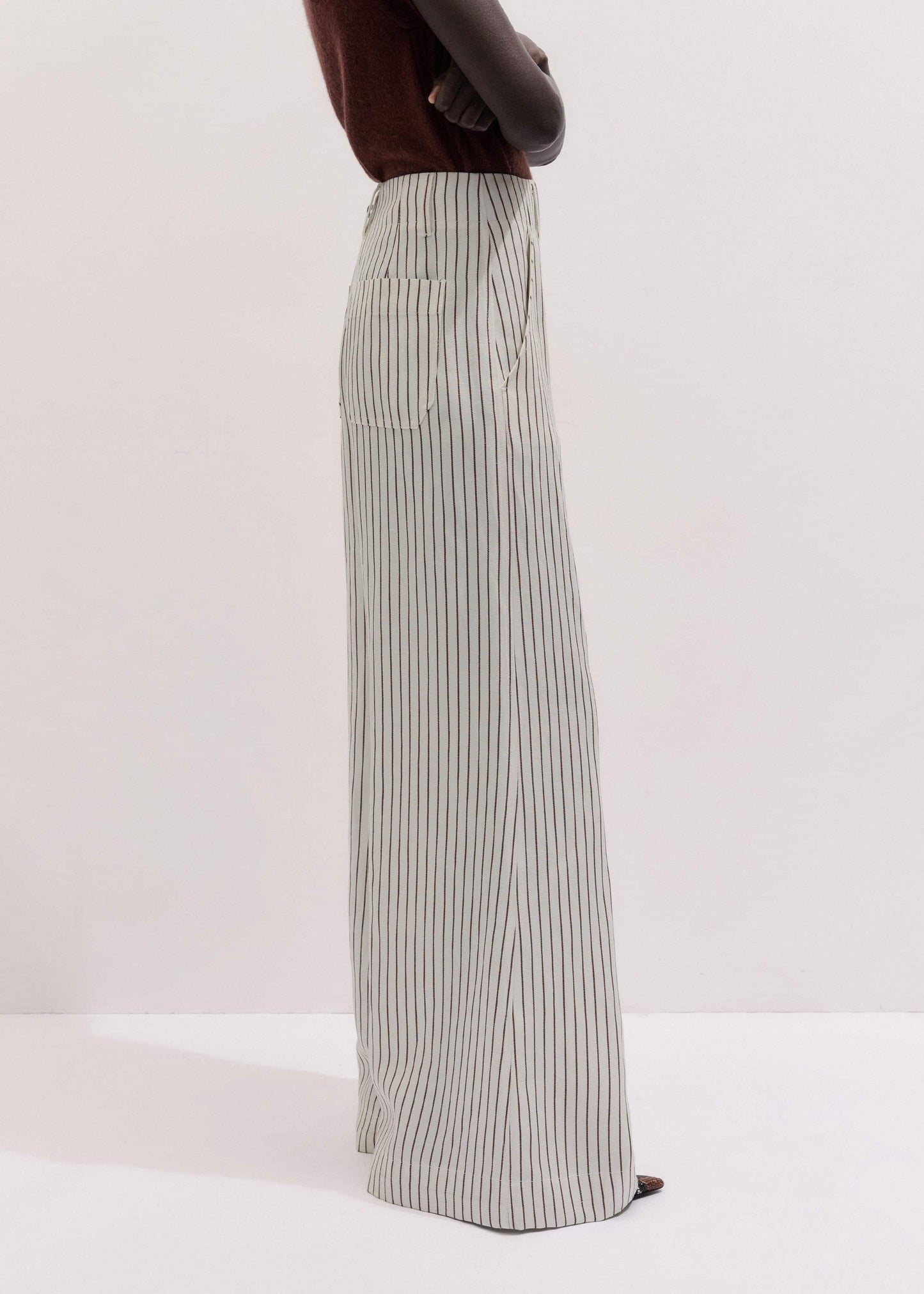 ME and EM Clothing Ivory High Waist Wide Pant