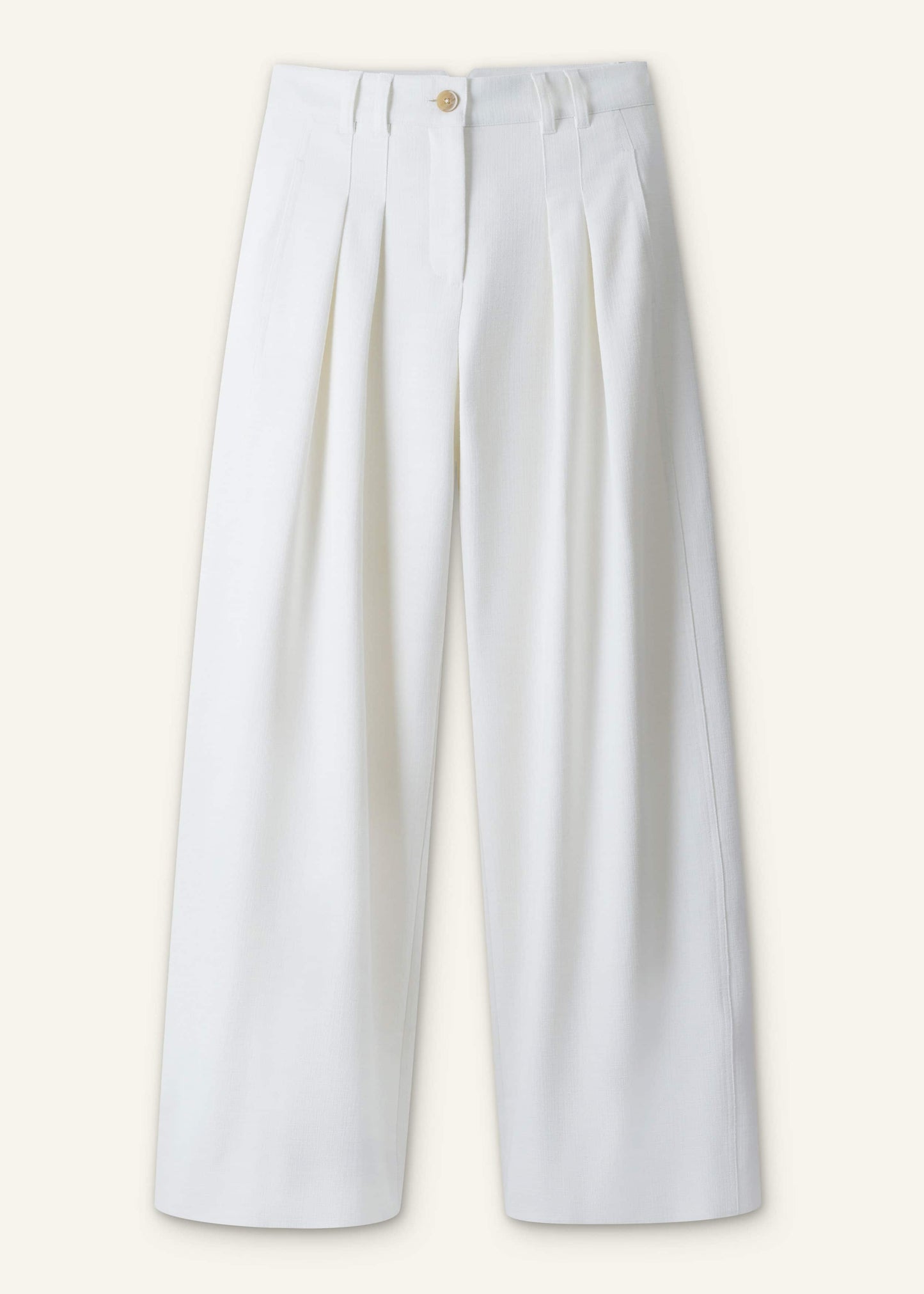 ME and EM Clothing Ivory Double Pleat Wide-Leg Pant