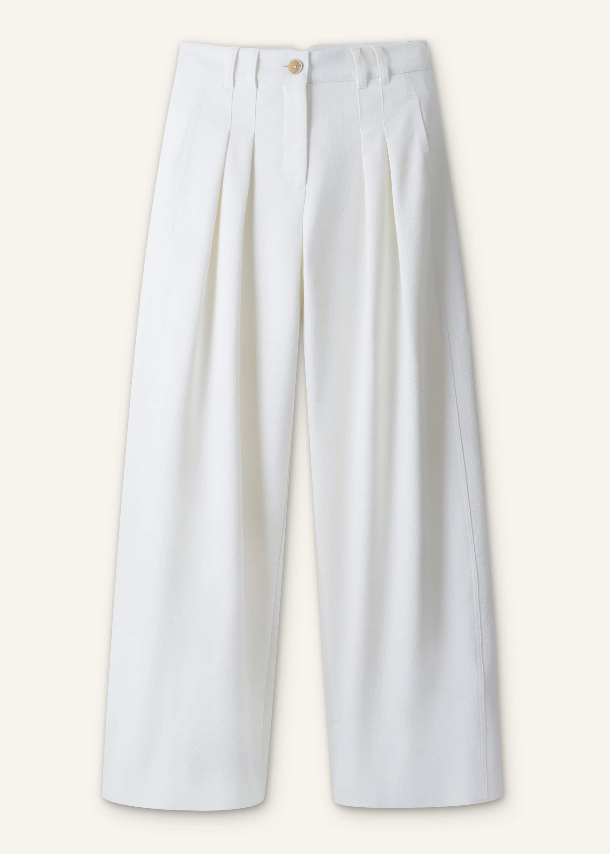 ME and EM Clothing Ivory Double Pleat Wide-Leg Pant