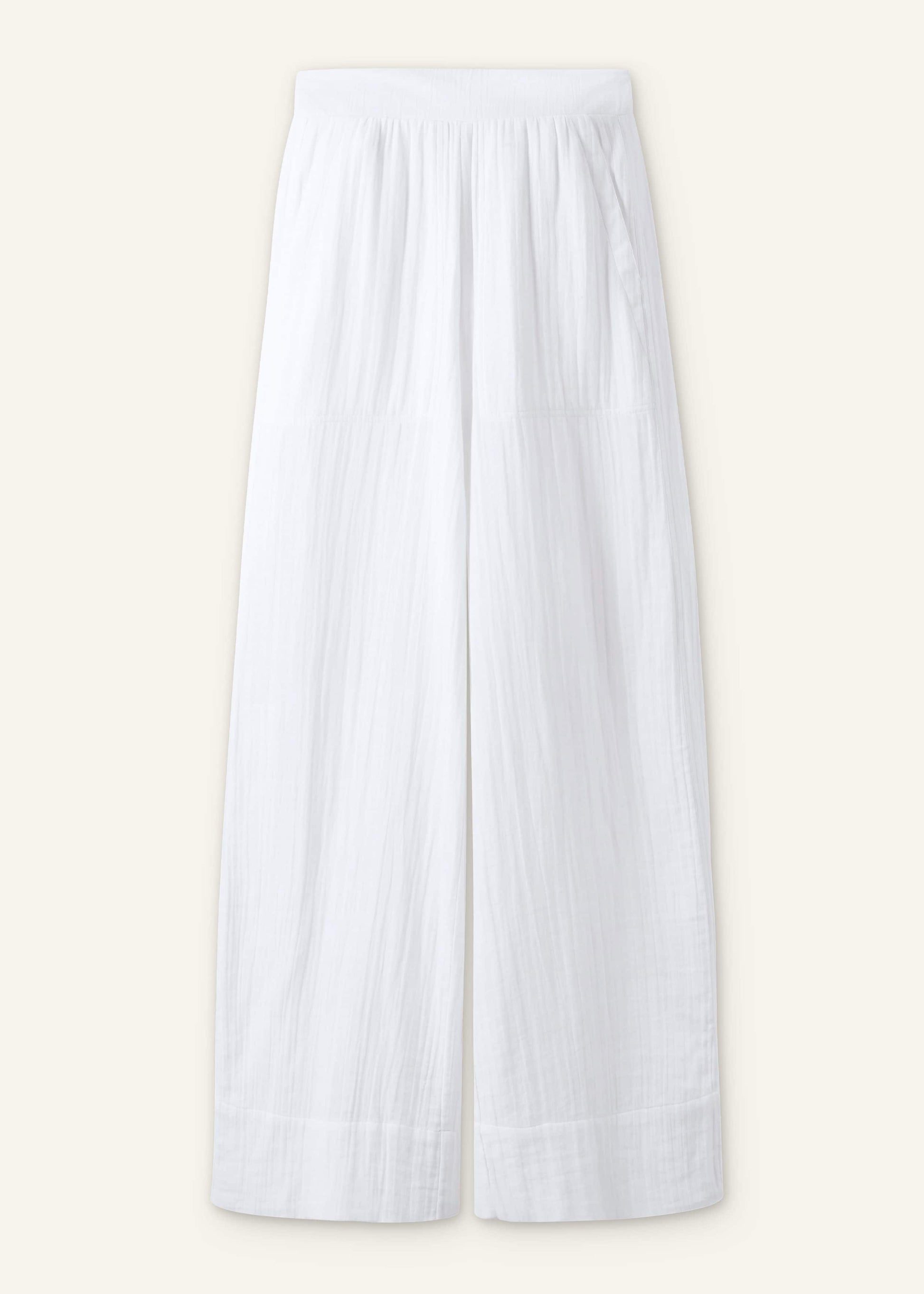 ME and EM Clothing White Cheesecloth Wide-Leg Pant
