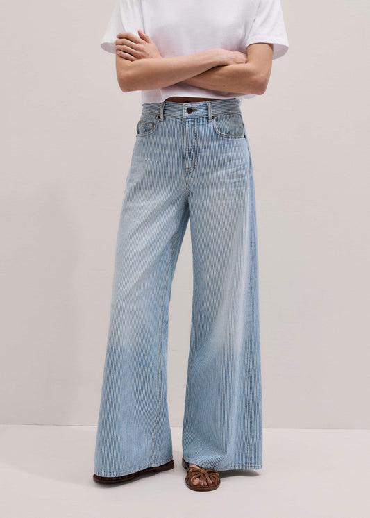 ME and EM Clothing Blue Micro Stripe Ultimate Wide-Leg Jean