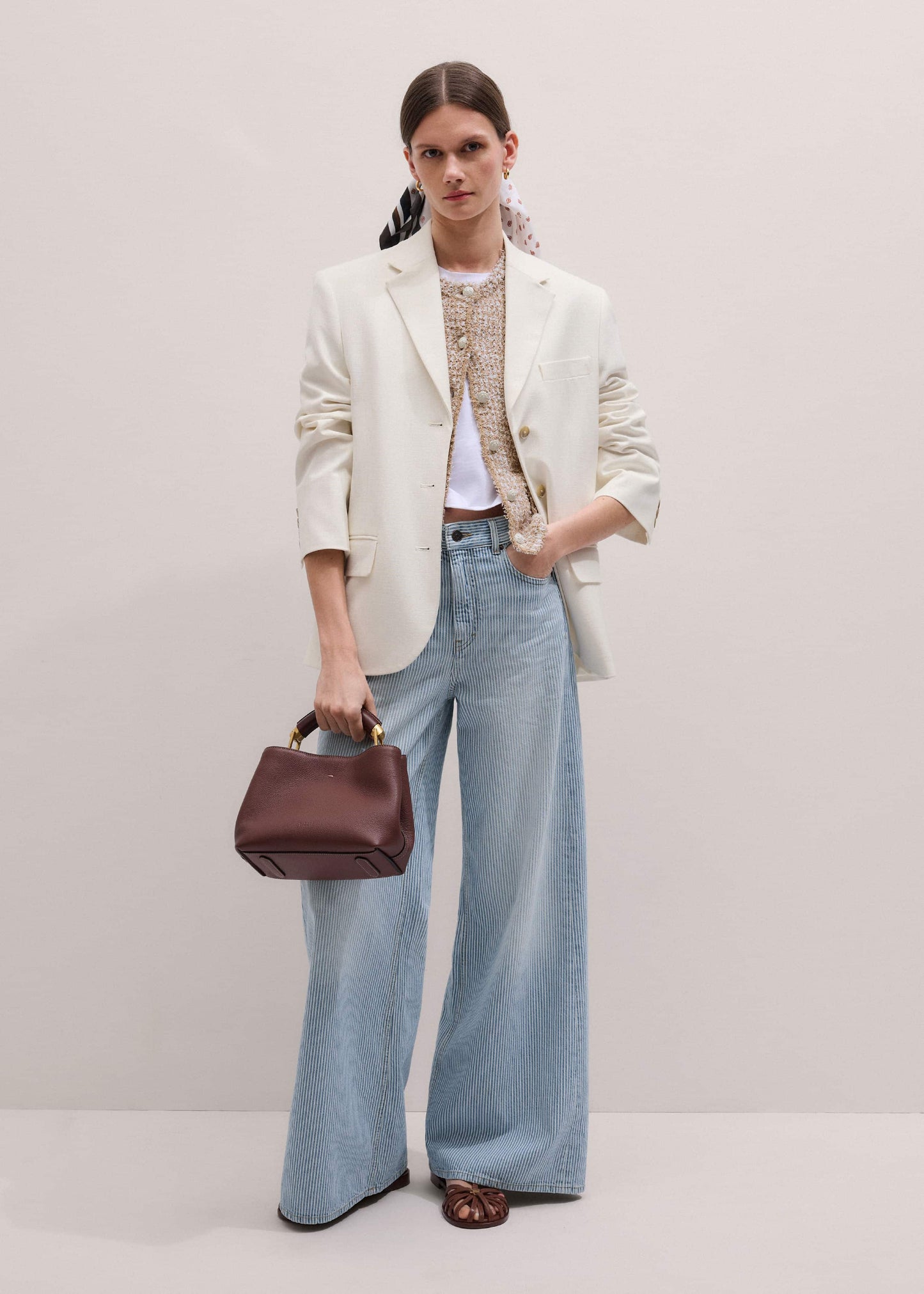 ME and EM Clothing Blue Micro Stripe Ultimate Wide-Leg Jean