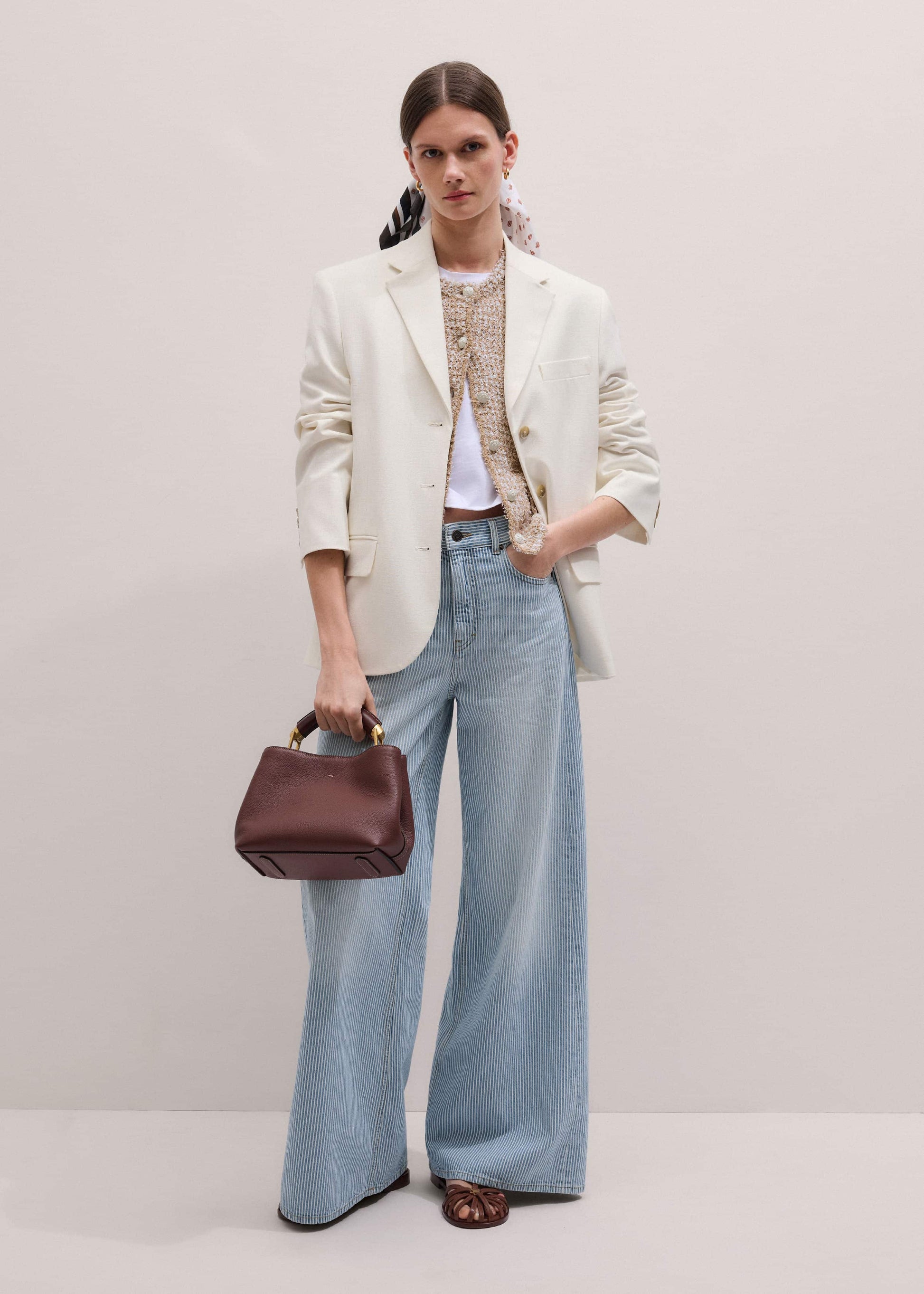 ME and EM Clothing Blue Micro Stripe Ultimate Wide-Leg Jean