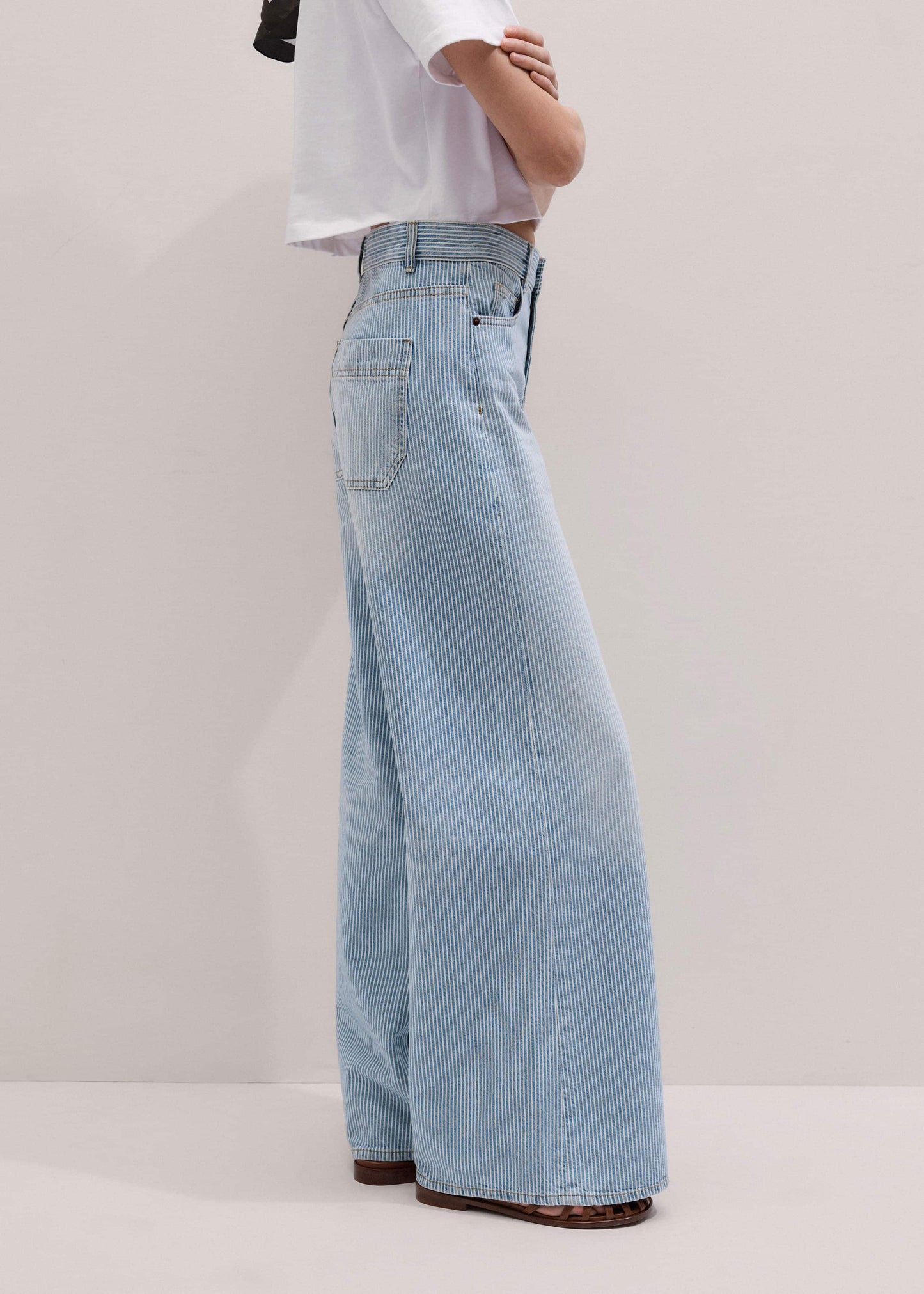 ME and EM Clothing Blue Micro Stripe Ultimate Wide-Leg Jean