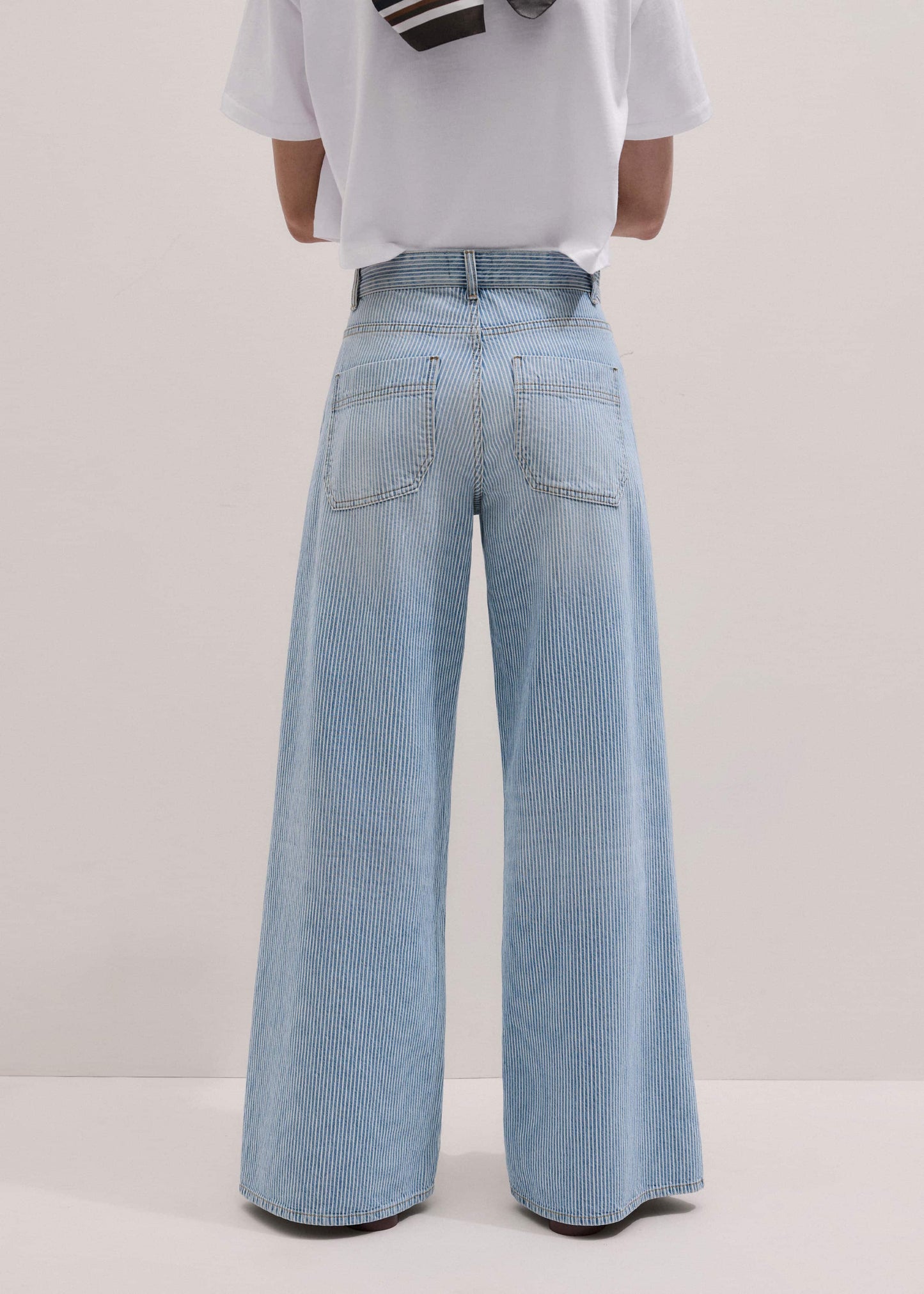 ME and EM Clothing Blue Micro Stripe Ultimate Wide-Leg Jean