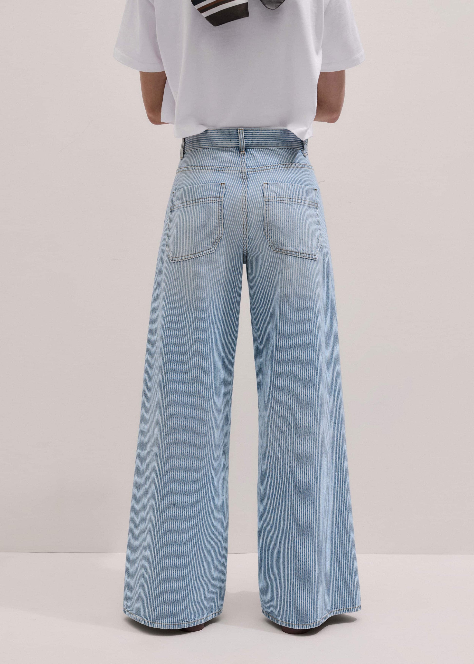 ME and EM Clothing Blue Micro Stripe Ultimate Wide-Leg Jean