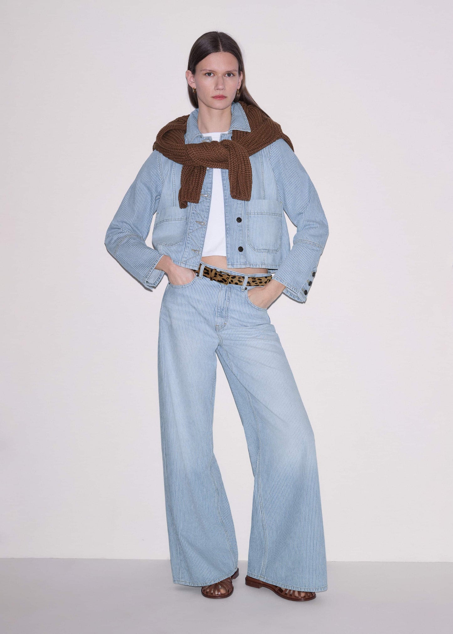 ME and EM Clothing Blue Micro Stripe Ultimate Wide-Leg Jean