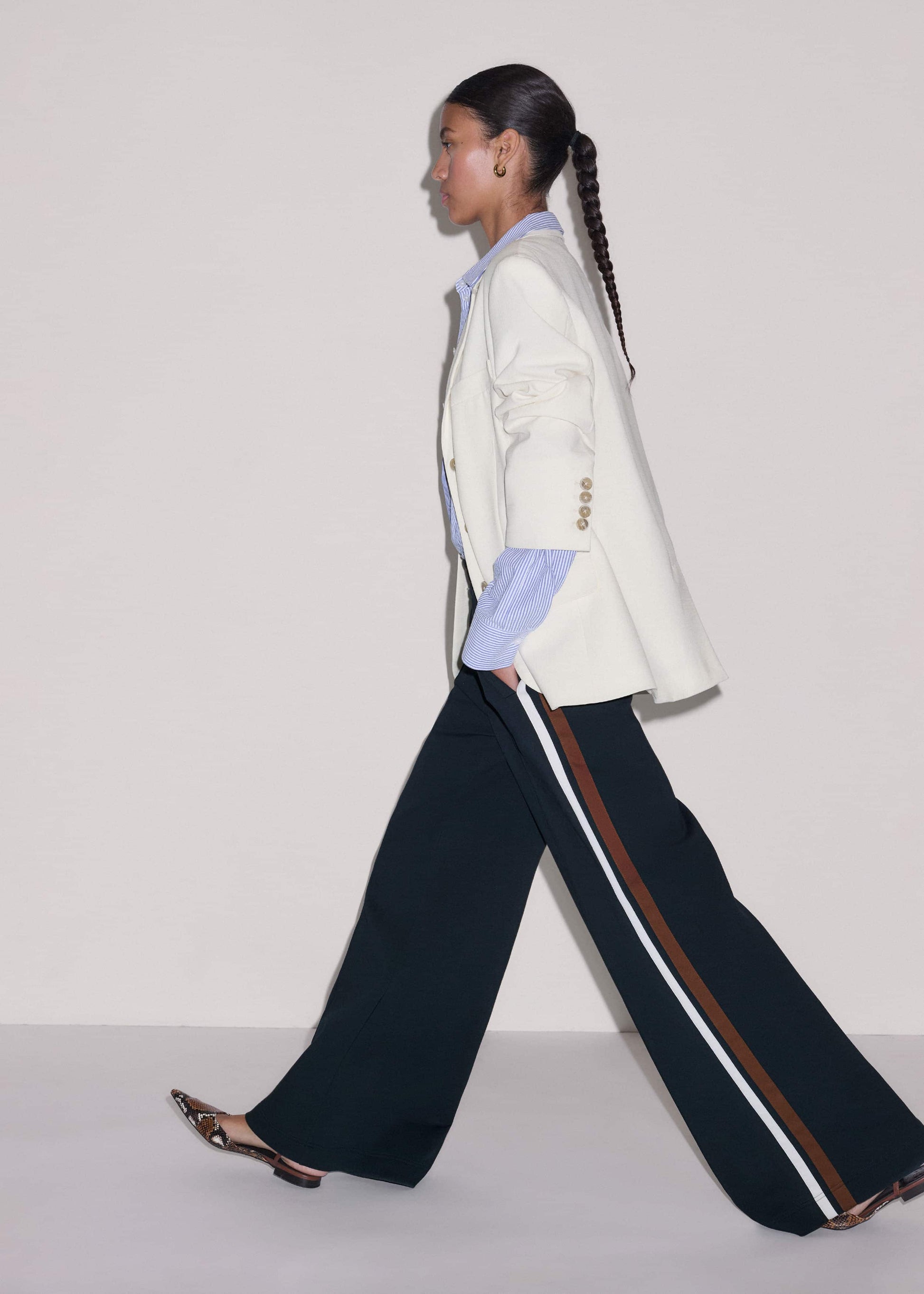 ME and EM Clothing Navy Side Stripe Stretch Jersey Icon Track Pant