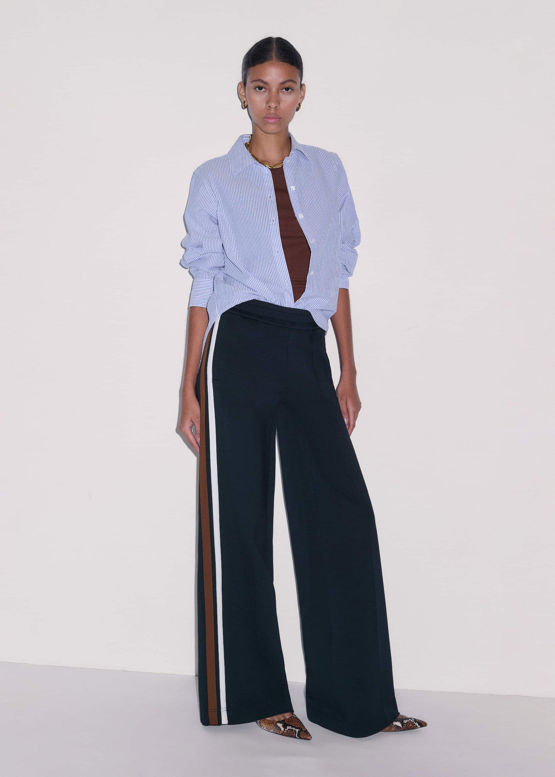 ME and EM Clothing Navy Side Stripe Stretch Jersey Icon Track Pant