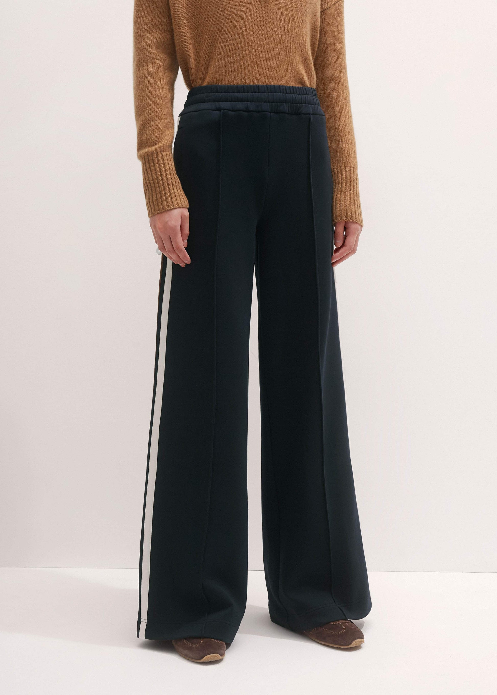 ME and EM Clothing Navy Side Stripe Stretch Jersey Icon Track Pant