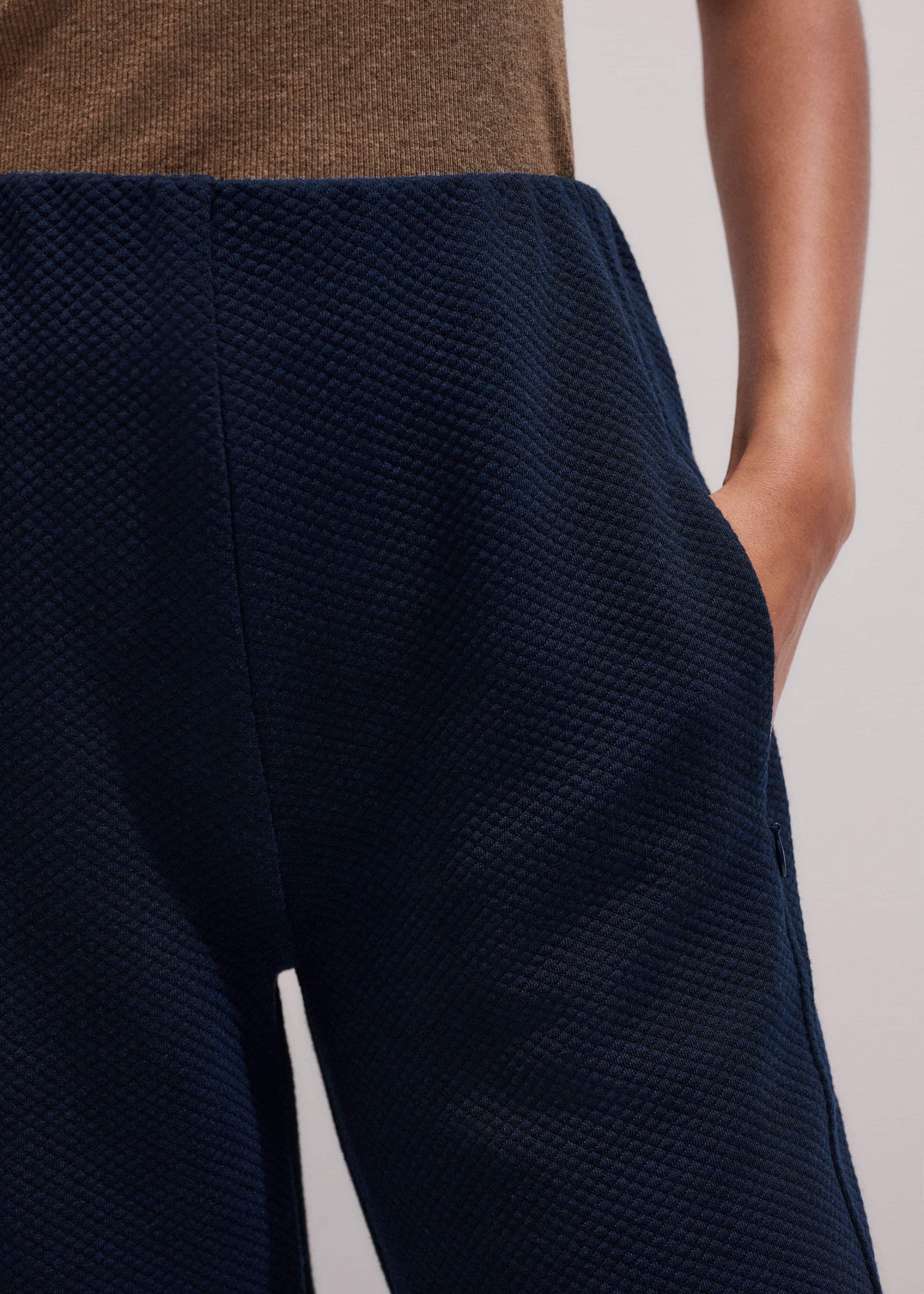 ME and EM Clothing Navy Cable Jacquard Wide-Leg Pant