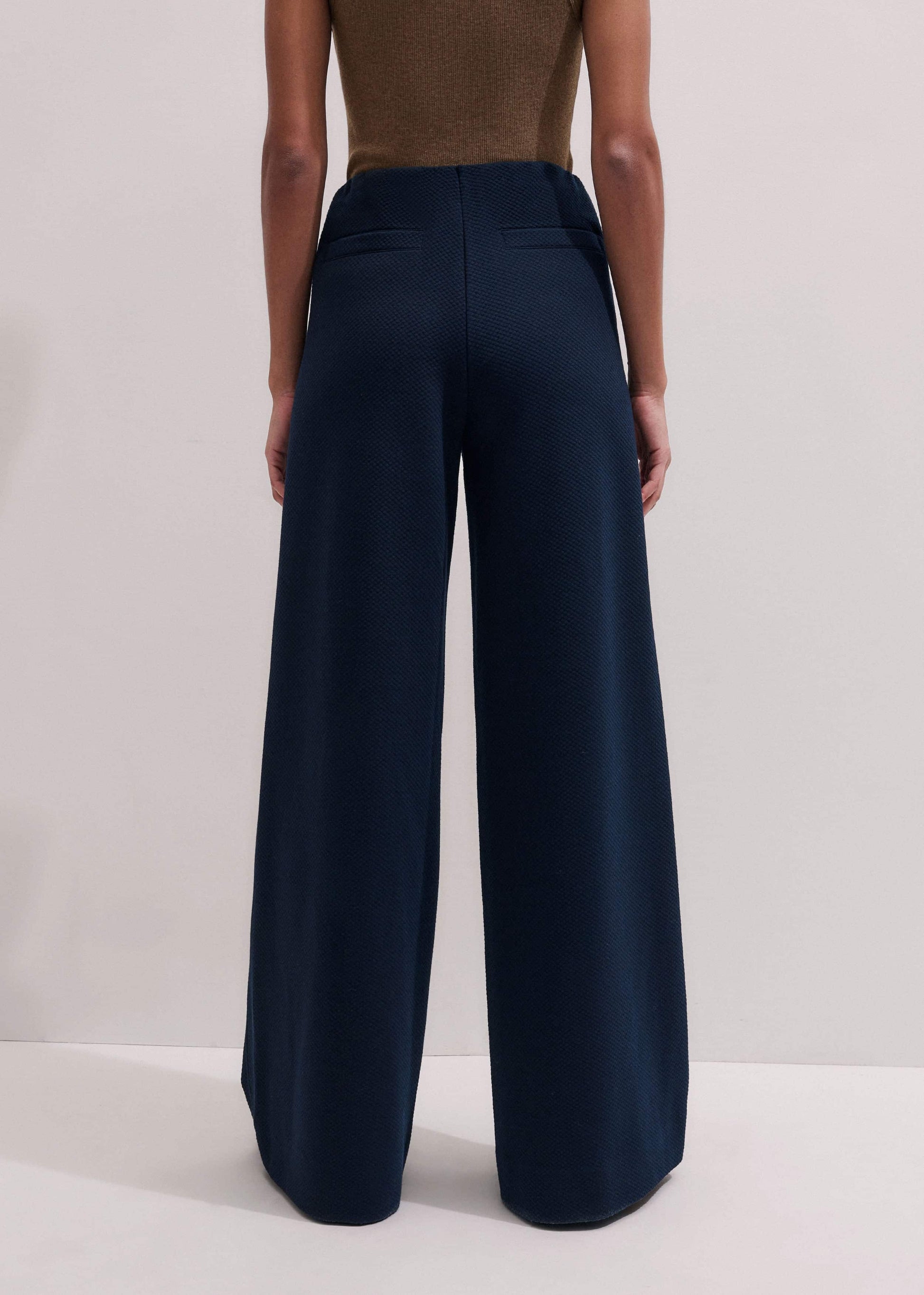 ME and EM Clothing Navy Cable Jacquard Wide-Leg Pant
