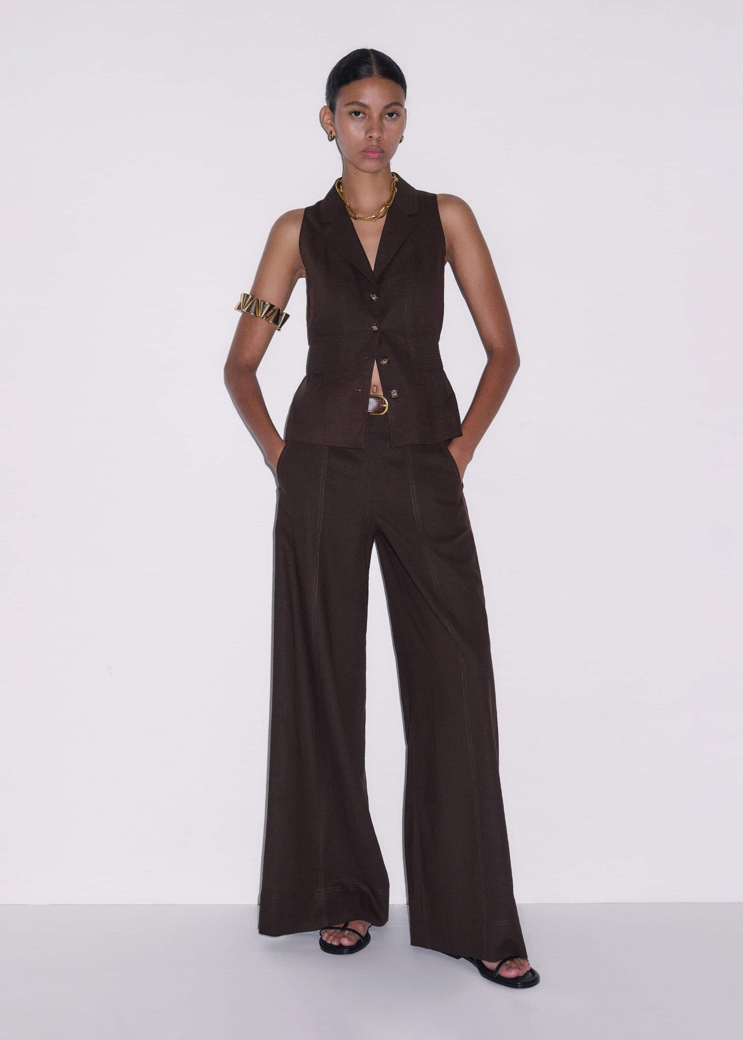 ME and EM Clothing Brown Wide-Leg Pant