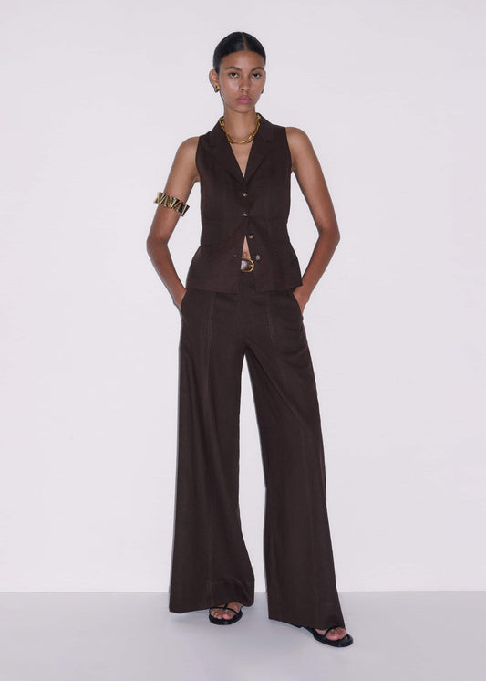 ME and EM Clothing Brown Wide-Leg Pant