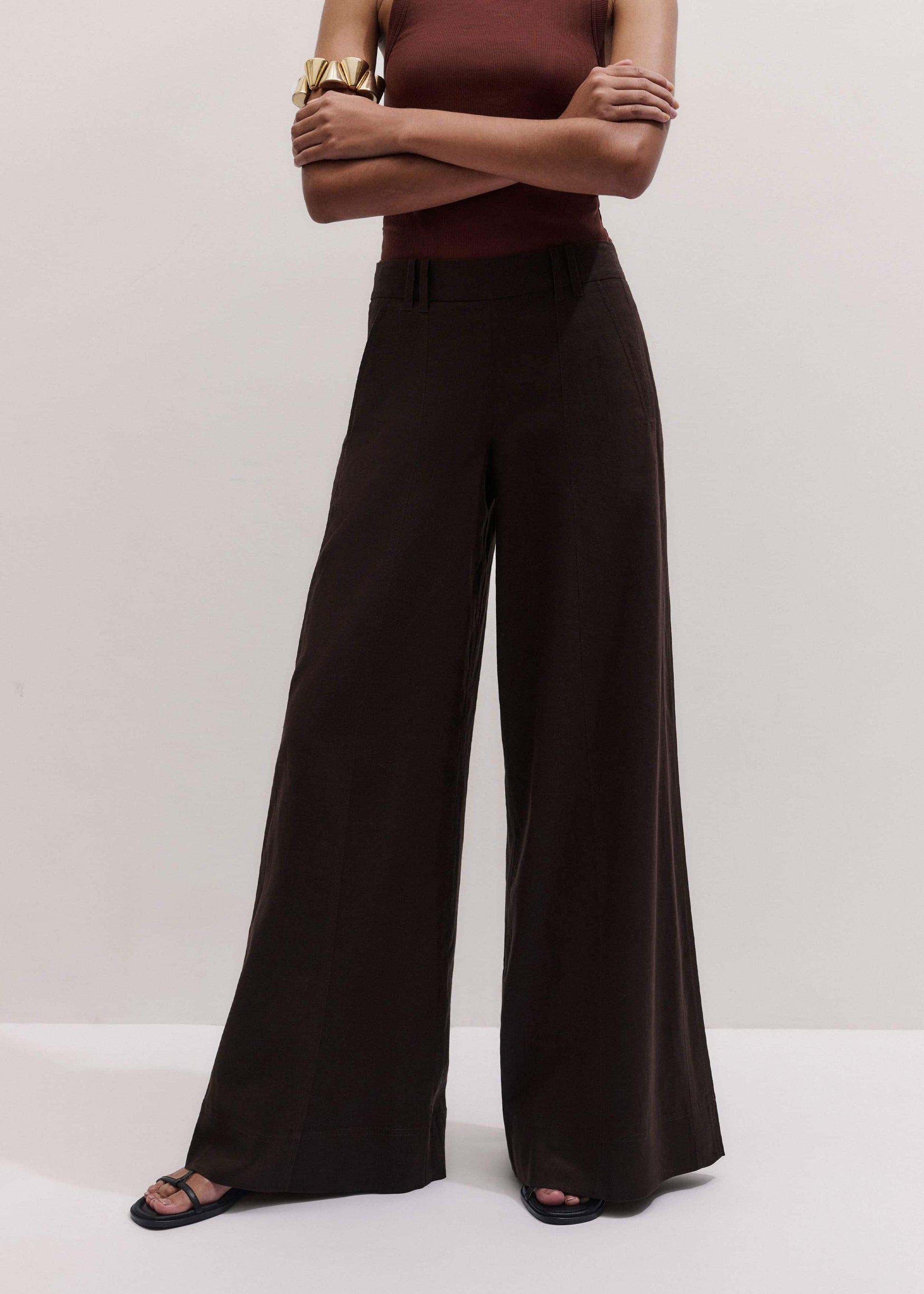ME and EM Clothing Brown Wide-Leg Pant