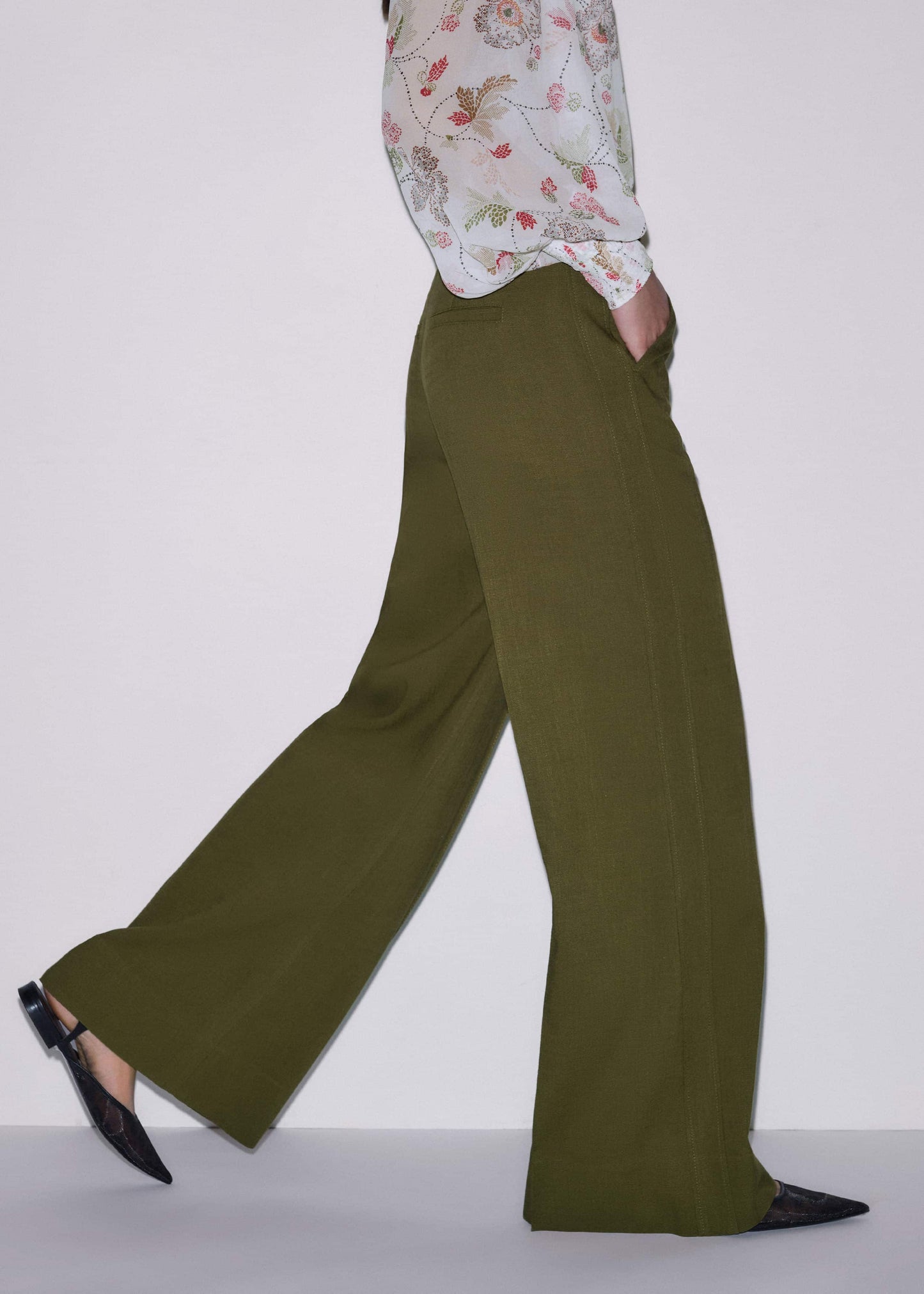 ME and EM Clothing Olive Green Forever Wide-Leg Pant