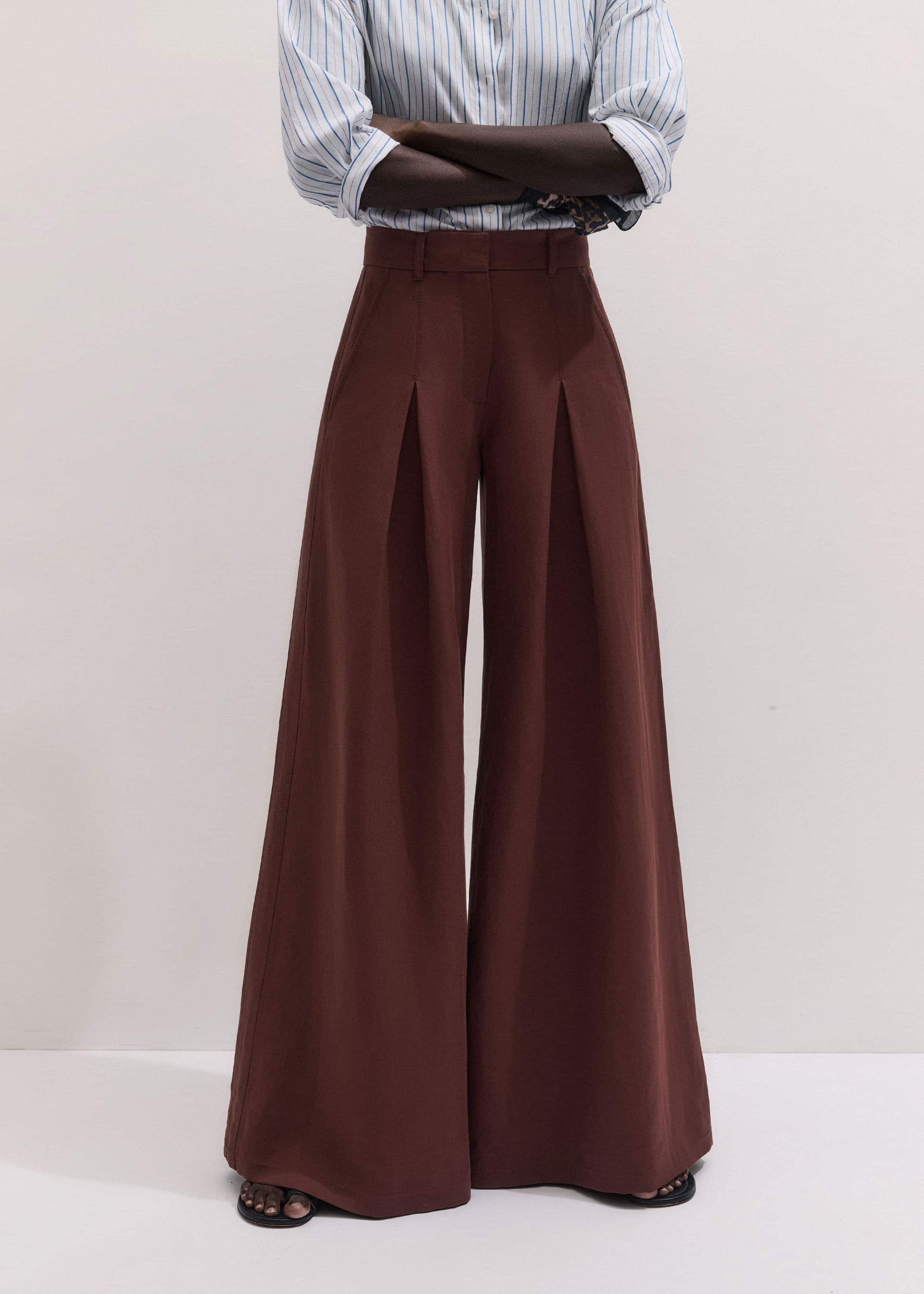 ME and EM Clothing Cinnamon Brown Very Wide-Leg Pant