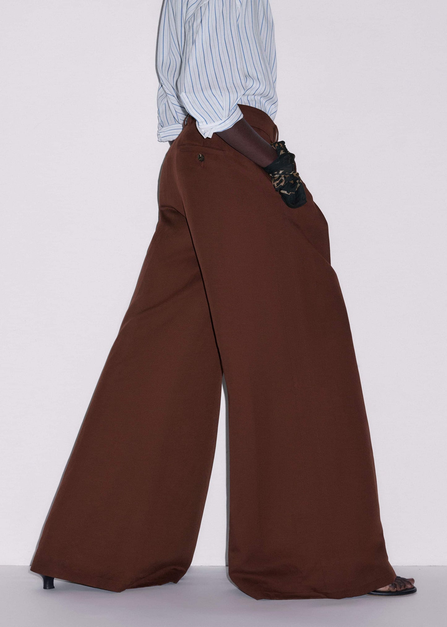 ME and EM Clothing Cinnamon Brown Very Wide-Leg Pant