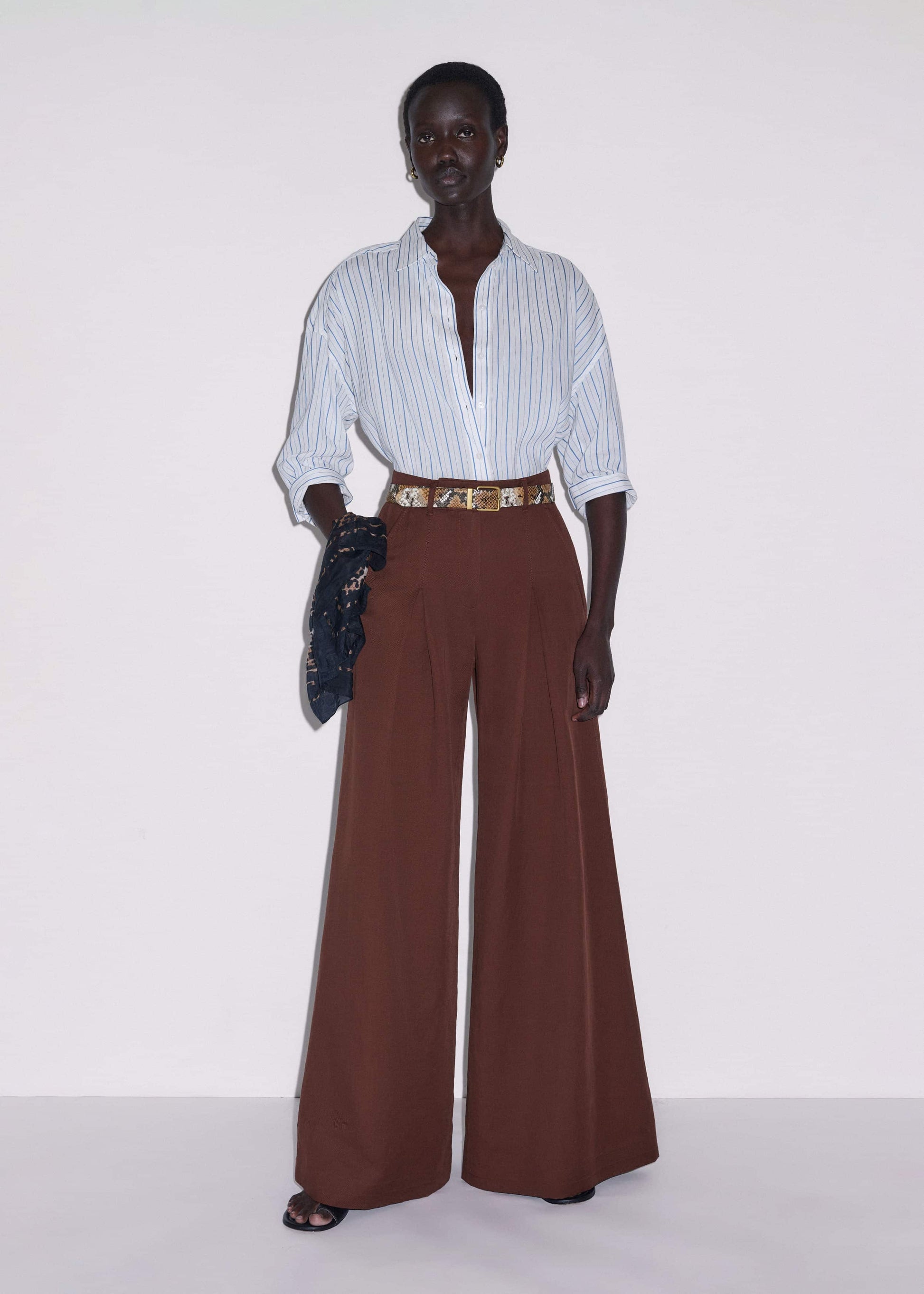 ME and EM Clothing Cinnamon Brown Very Wide-Leg Pant