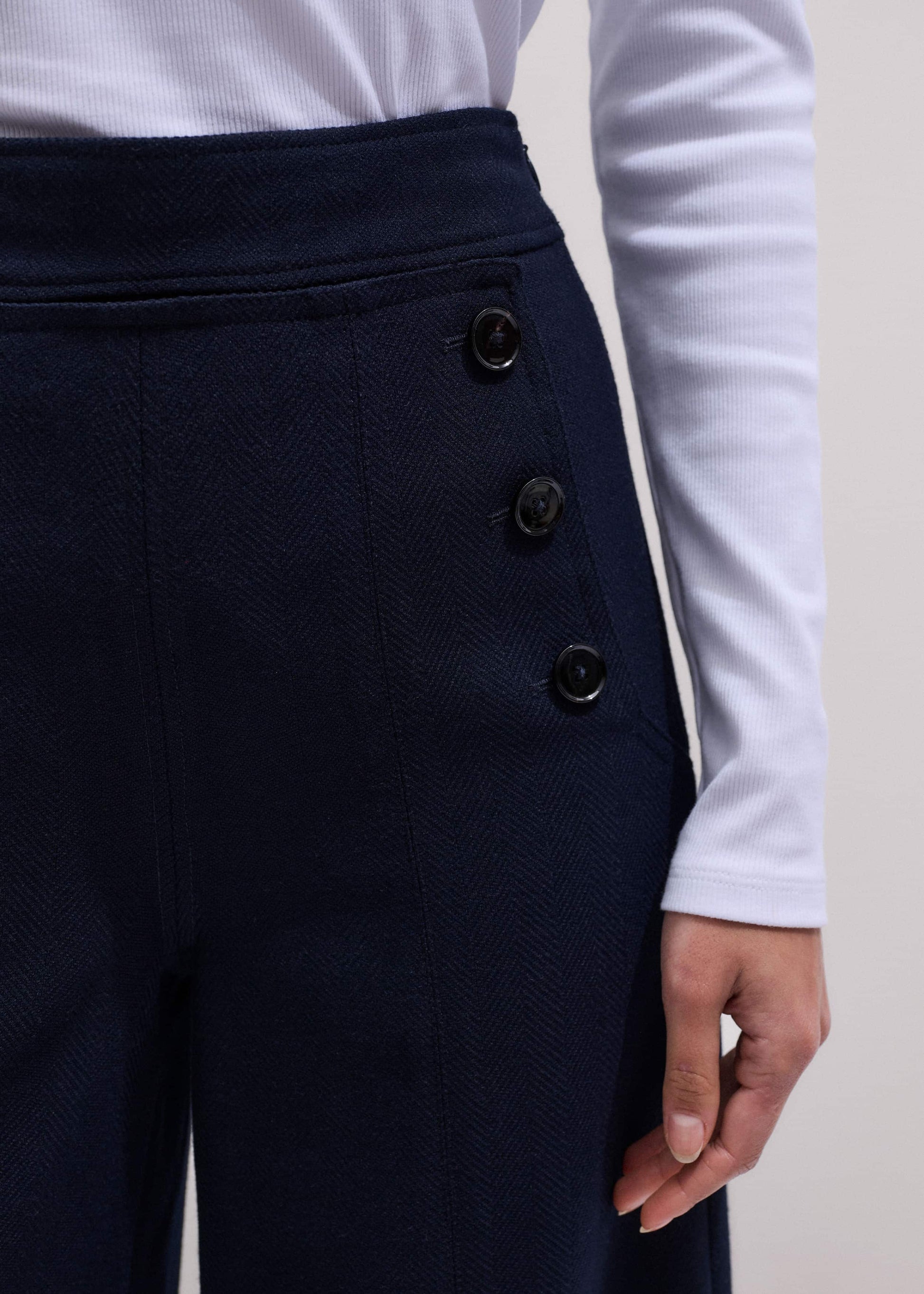 ME and EM Clothing Navy Button Front High Waist Wide-Leg Pant