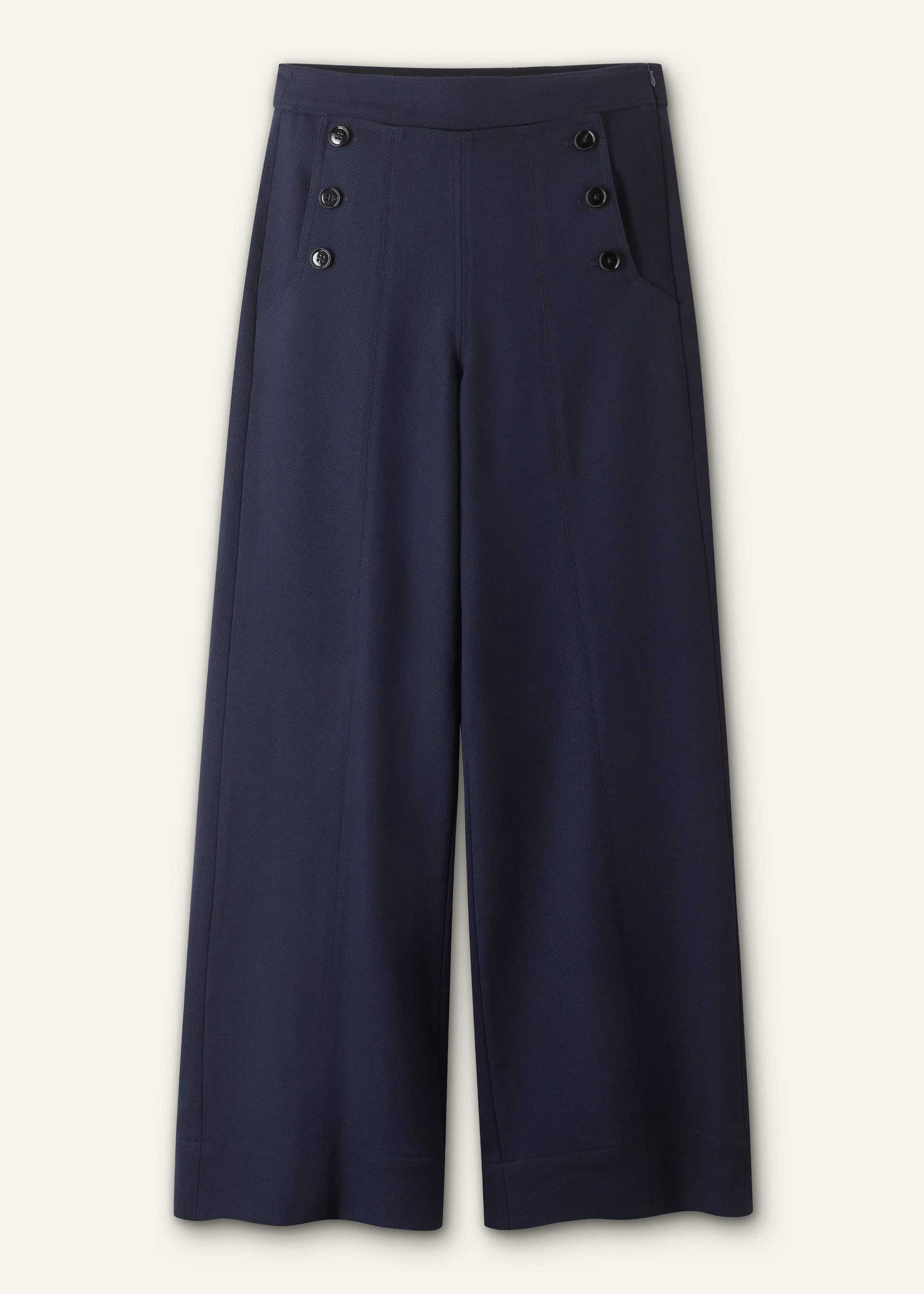 ME and EM Clothing Navy Button Front High Waist Wide-Leg Pant