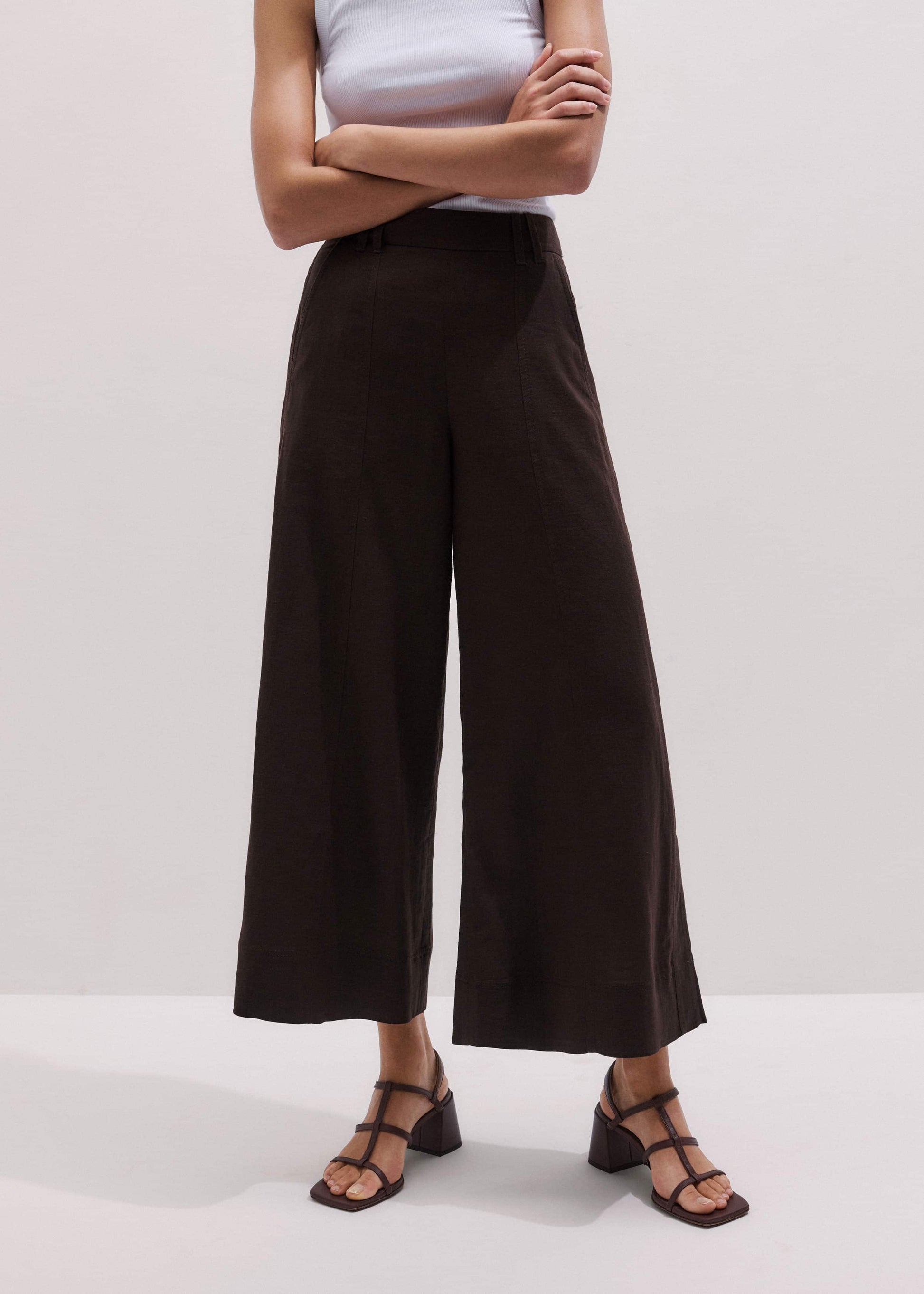 ME and EM Clothing Brown Crop Wide-Leg Pant