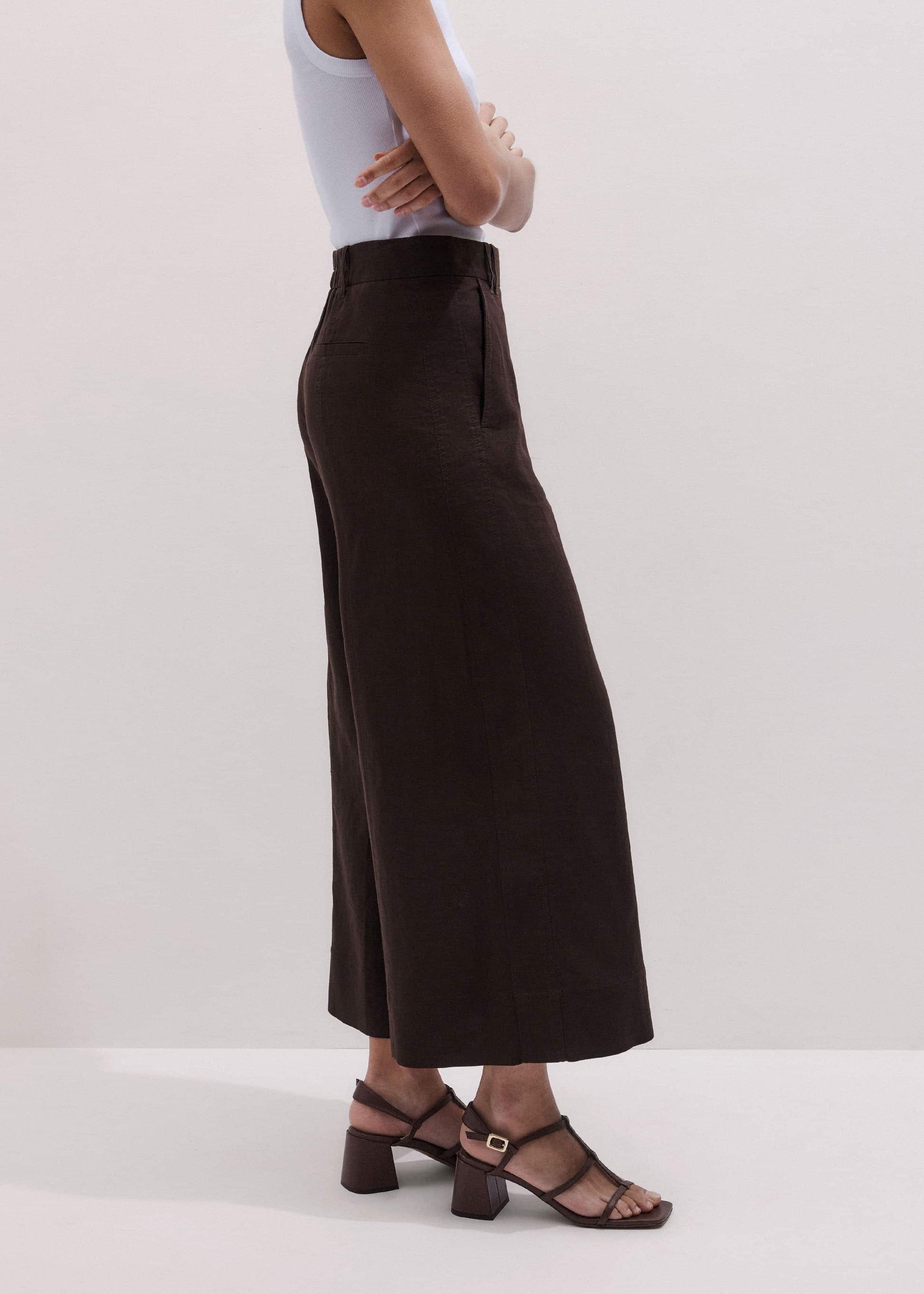 ME and EM Clothing Brown Crop Wide-Leg Pant