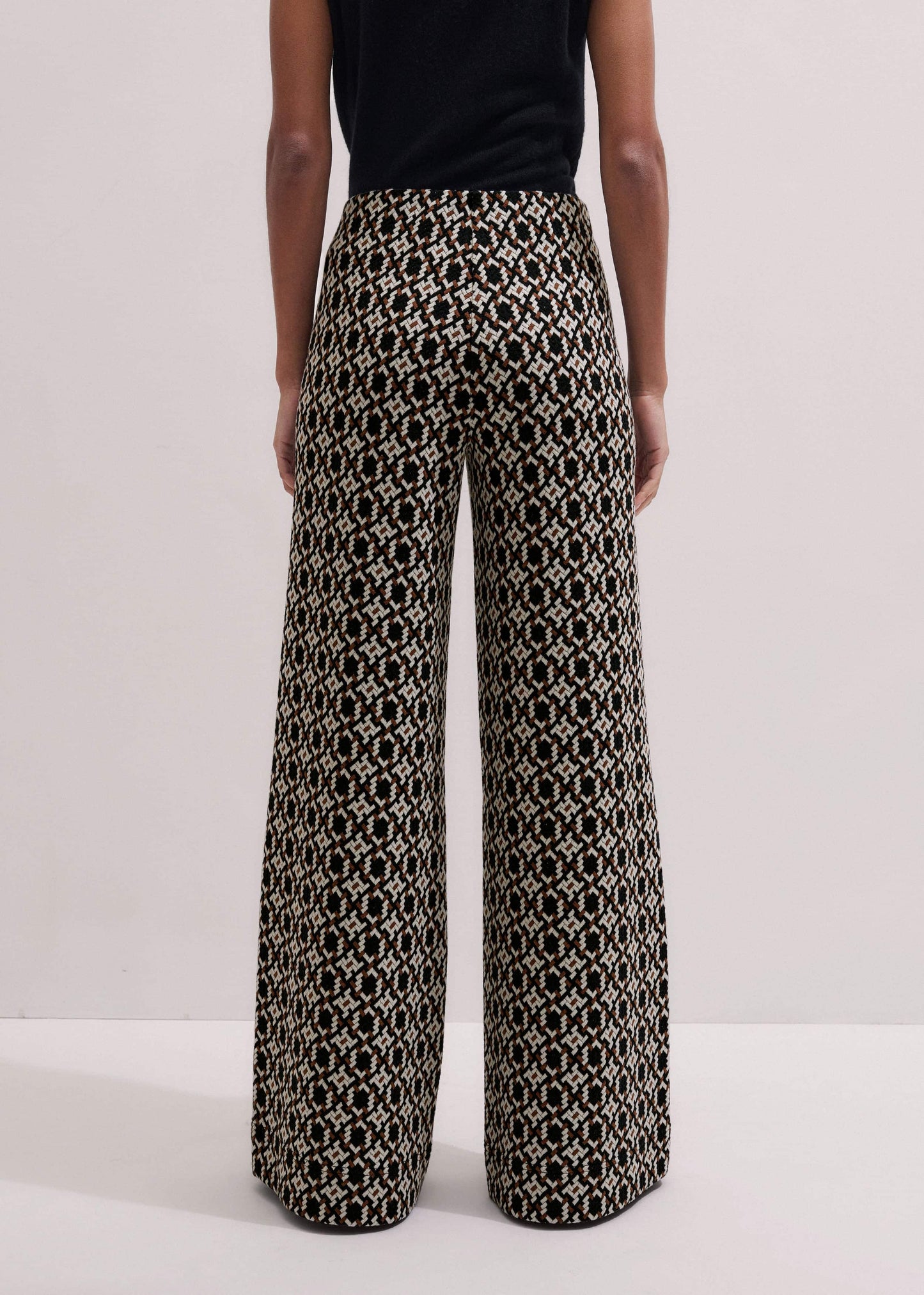 ME and EM Clothing Navy Graphic Jacquard Wide-Leg Pant