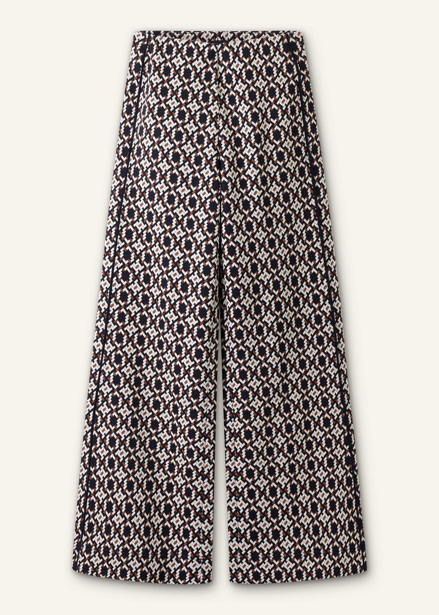 ME and EM Clothing Navy Graphic Jacquard Wide-Leg Pant