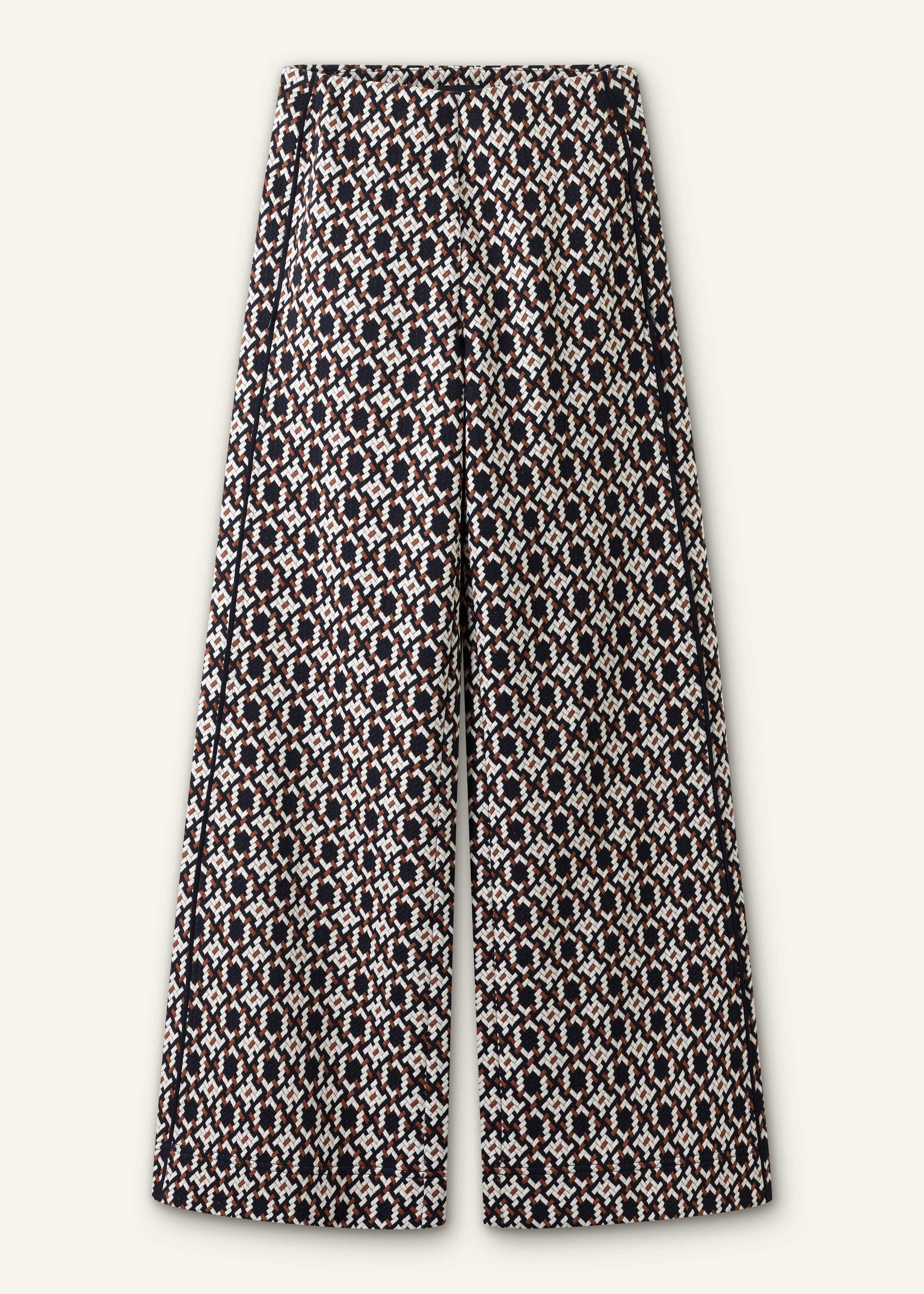 ME and EM Clothing Navy Graphic Jacquard Wide-Leg Pant